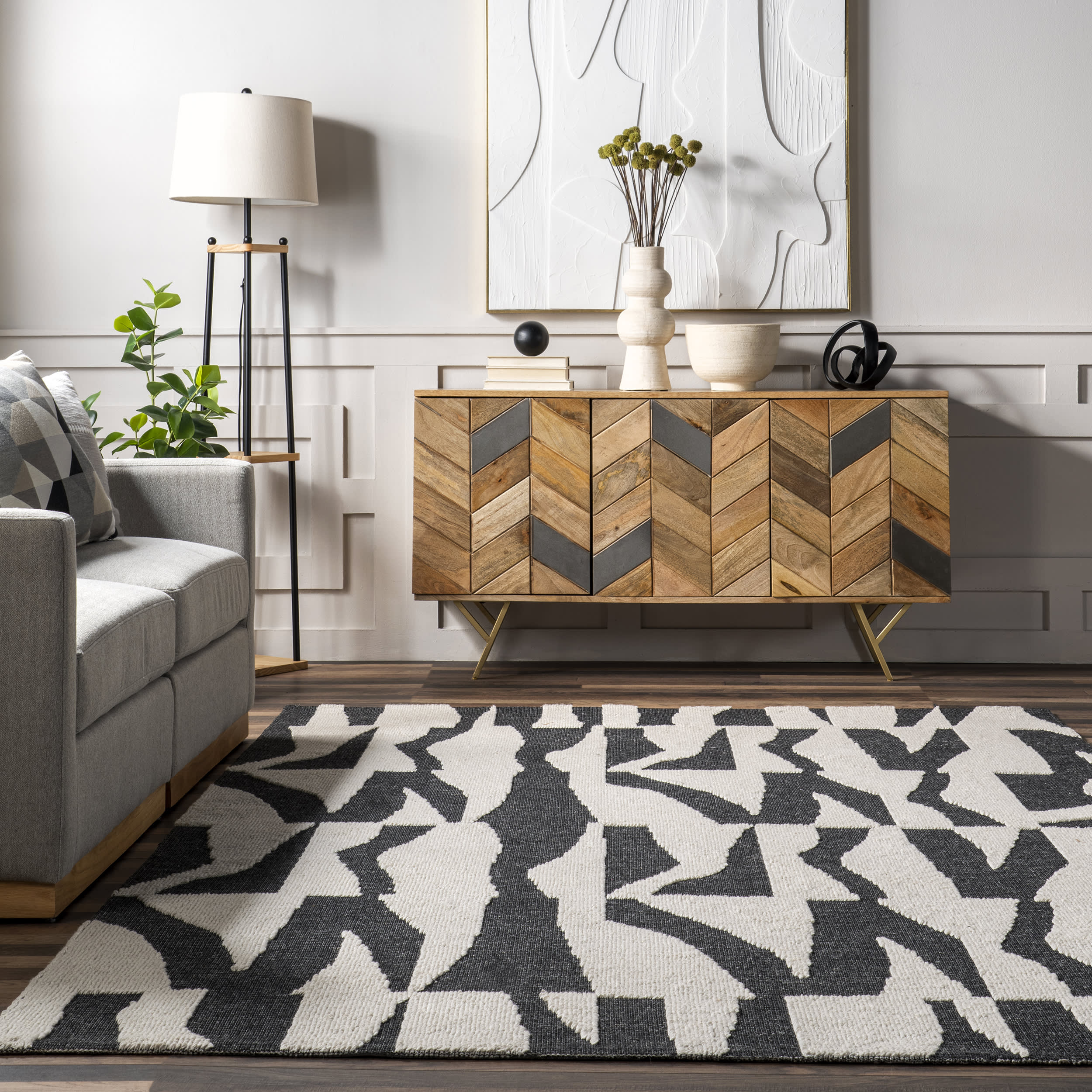 Rayla Monochrome Rug | Charcoal - Image 4