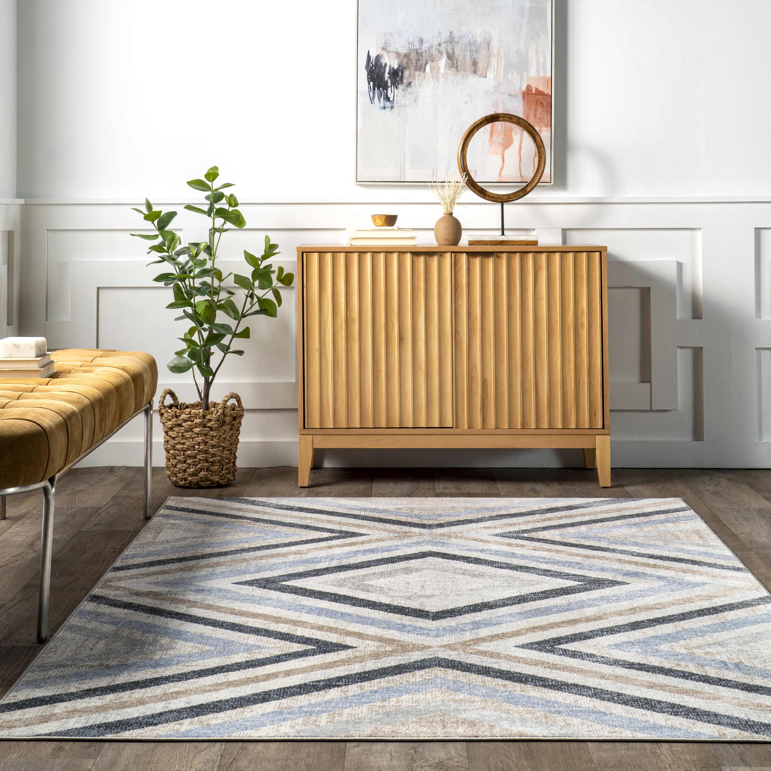 Reeba Washable Distressed Rug | Blue - Image 4