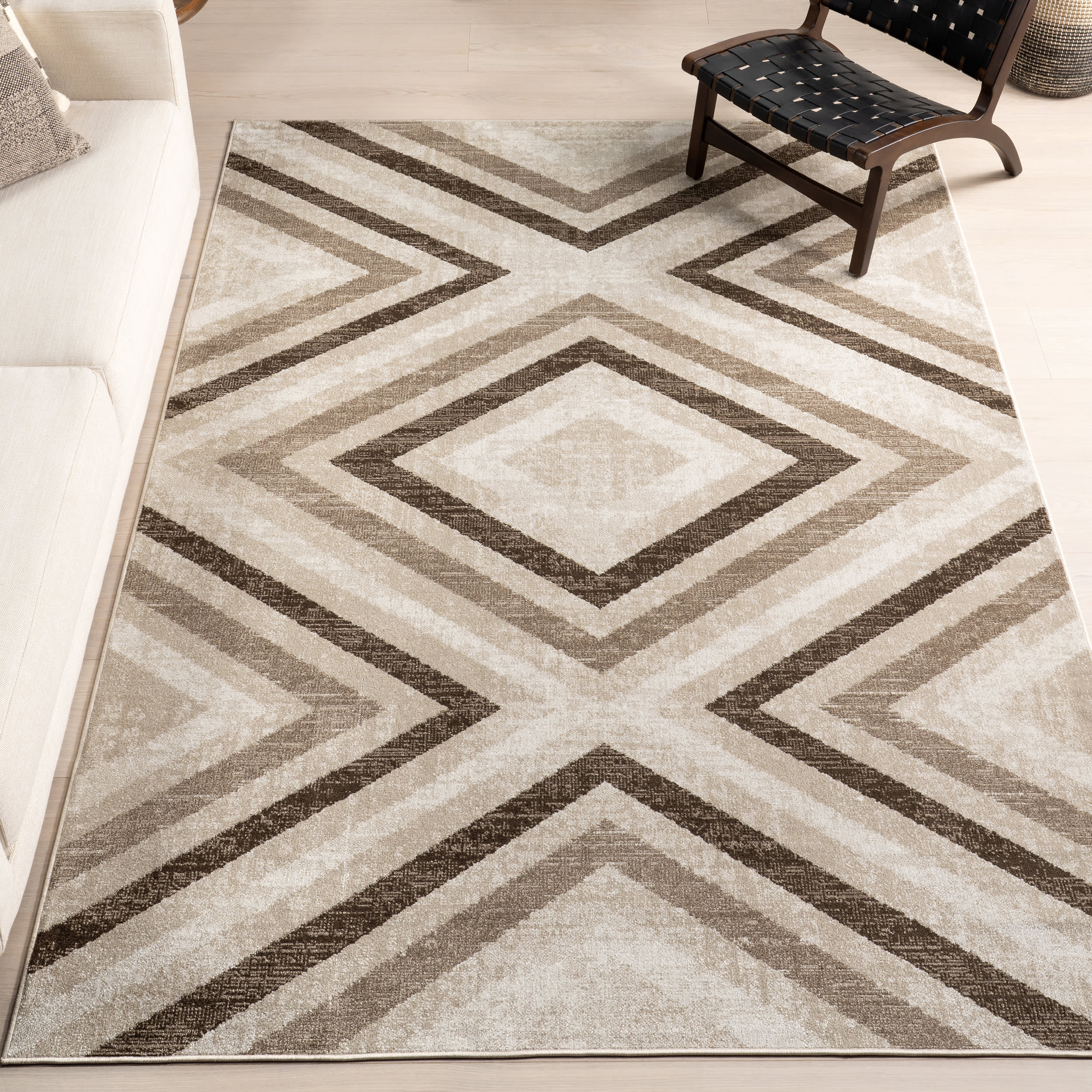 Reeba Washable Distressed Rug | Light Brown - Image 2