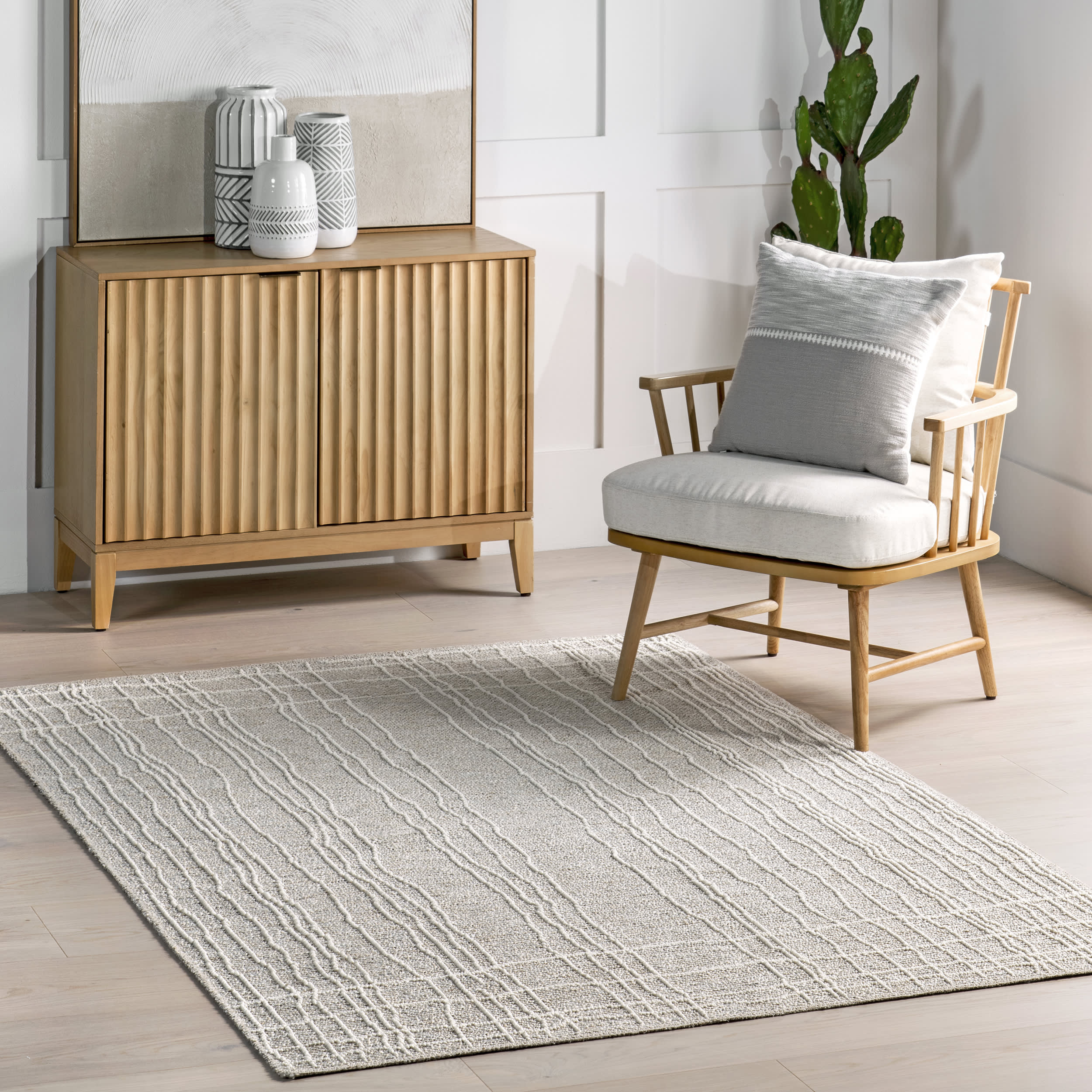 Reera Flatwoven Striped Rug | Beige - Image 2