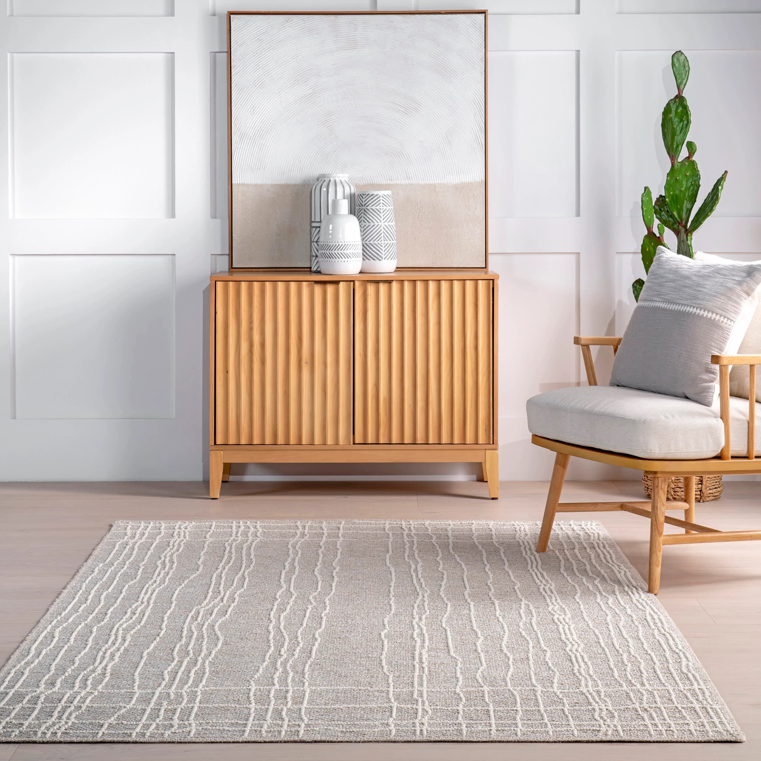 Reera Flatwoven Striped Rug | Beige - Image 4
