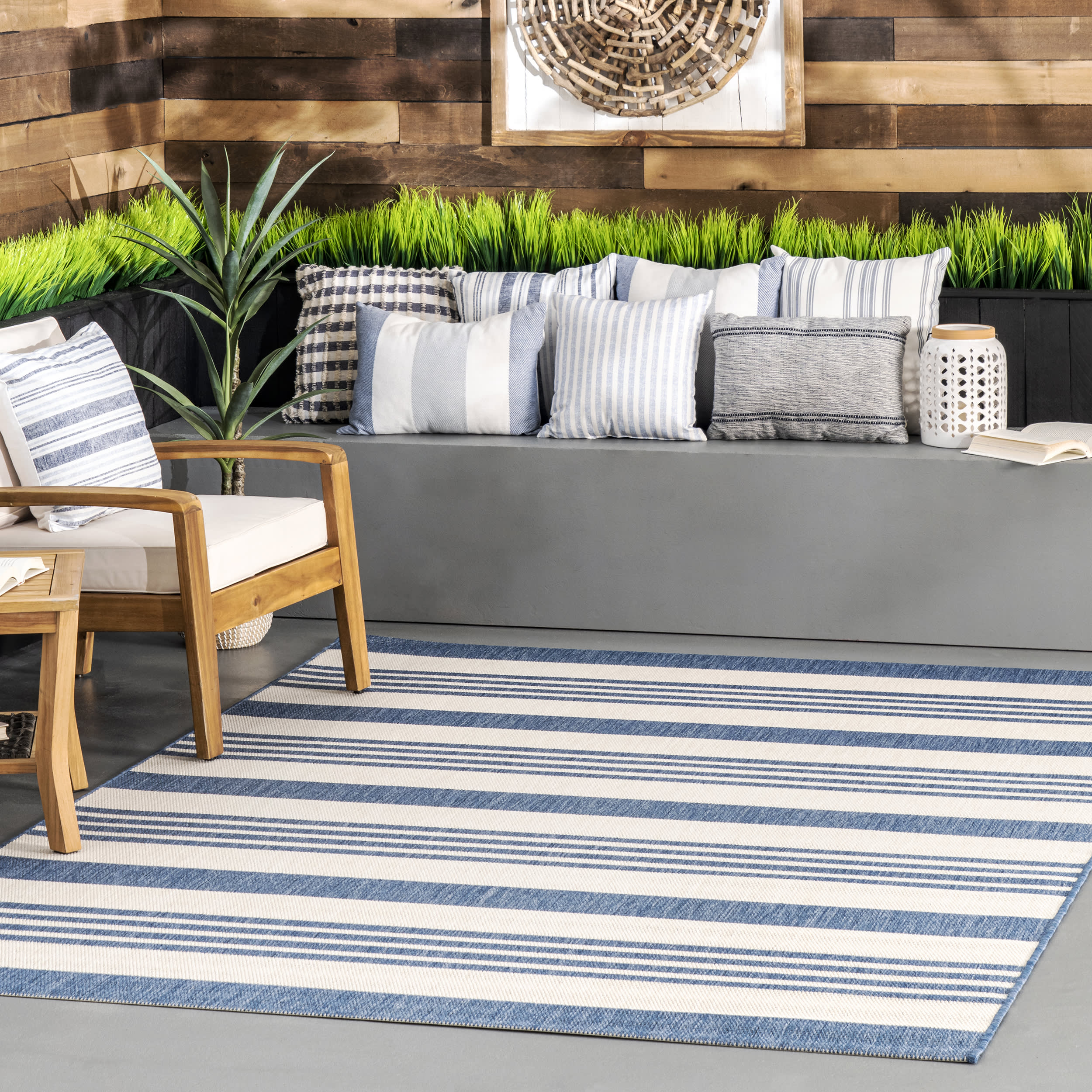 Regency Stripes Indoor/Outdoor Rug | Blue - Image 2