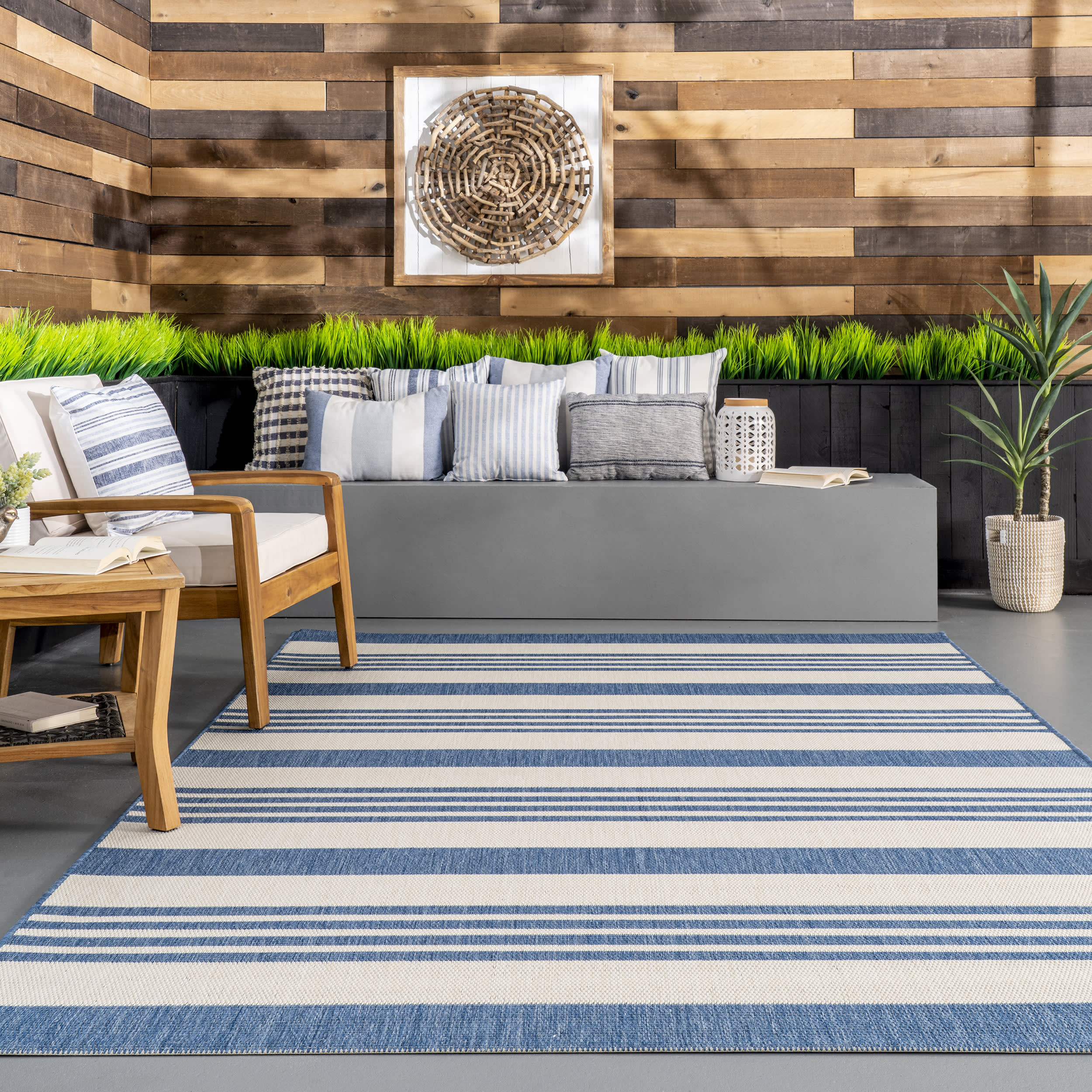 Regency Stripes Indoor/Outdoor Rug | Blue - Image 4