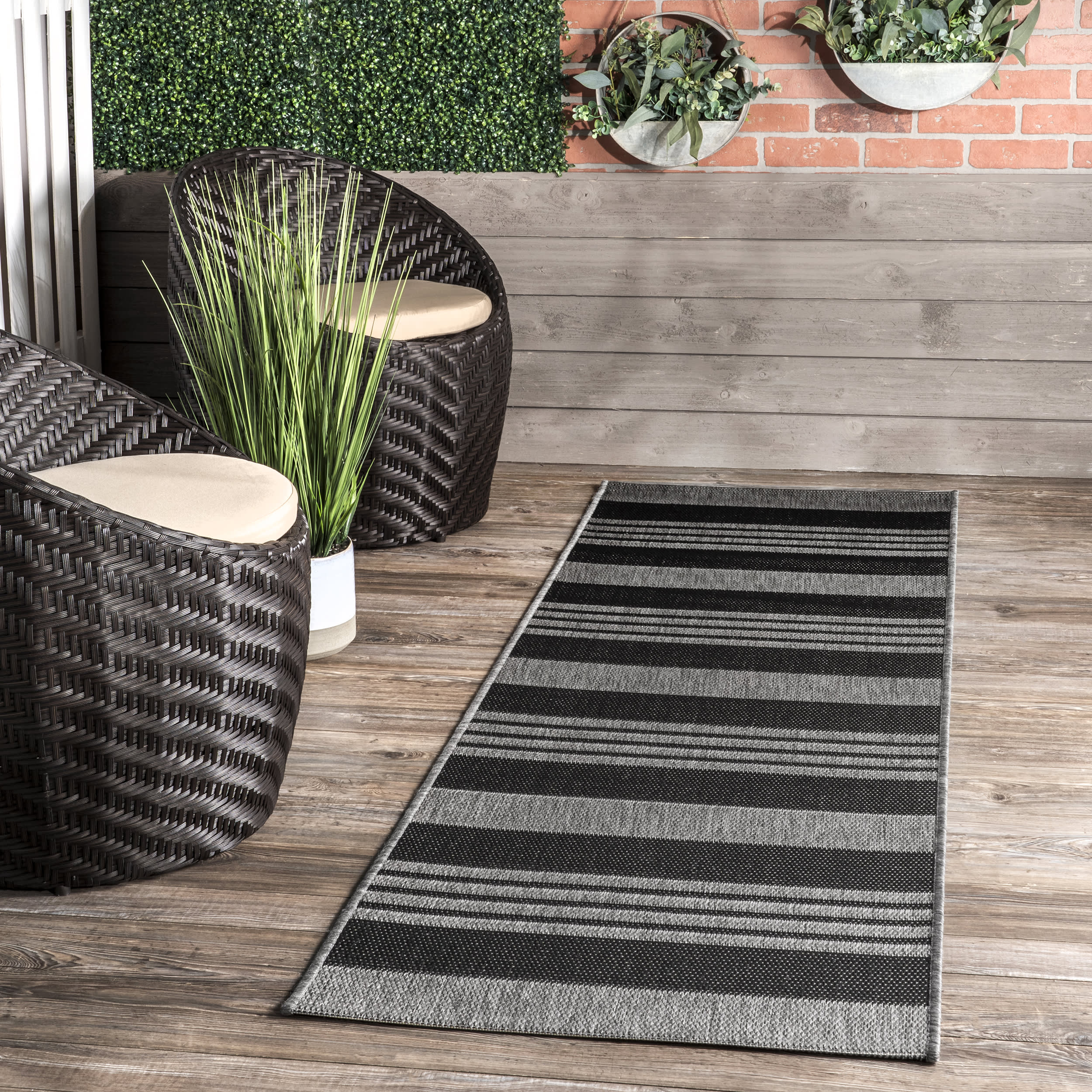 Regency Stripes Indoor/Outdoor Rug | Grey - Image 2