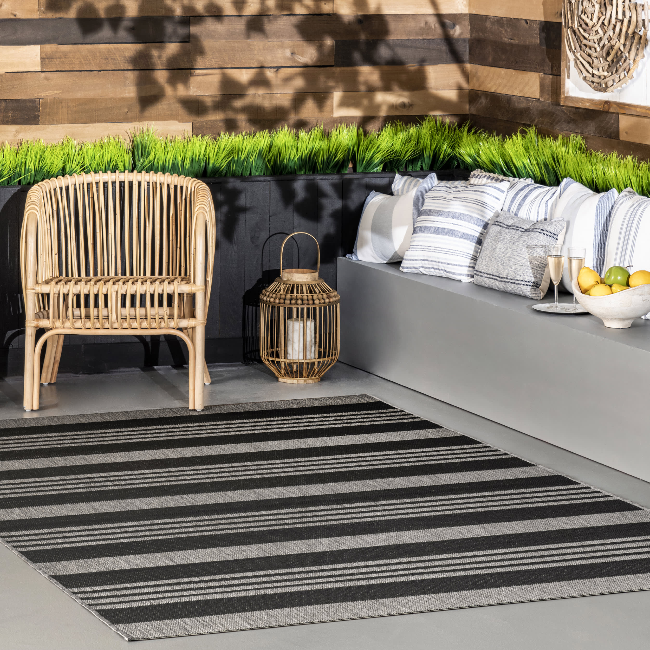 Regency Stripes Indoor/Outdoor Rug | Grey - Image 2