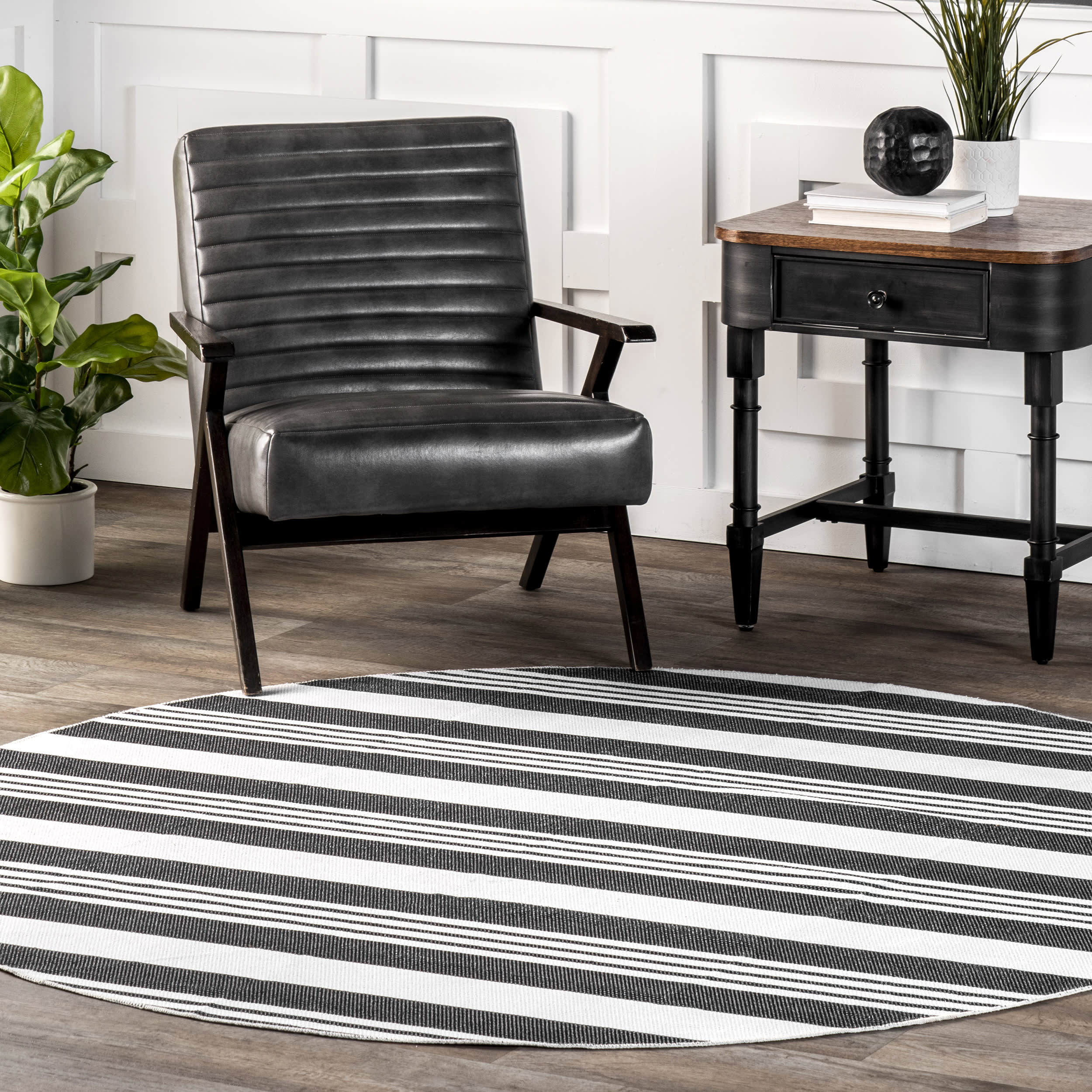 Regency Stripes Washable Rug | Charcoal - Image 2