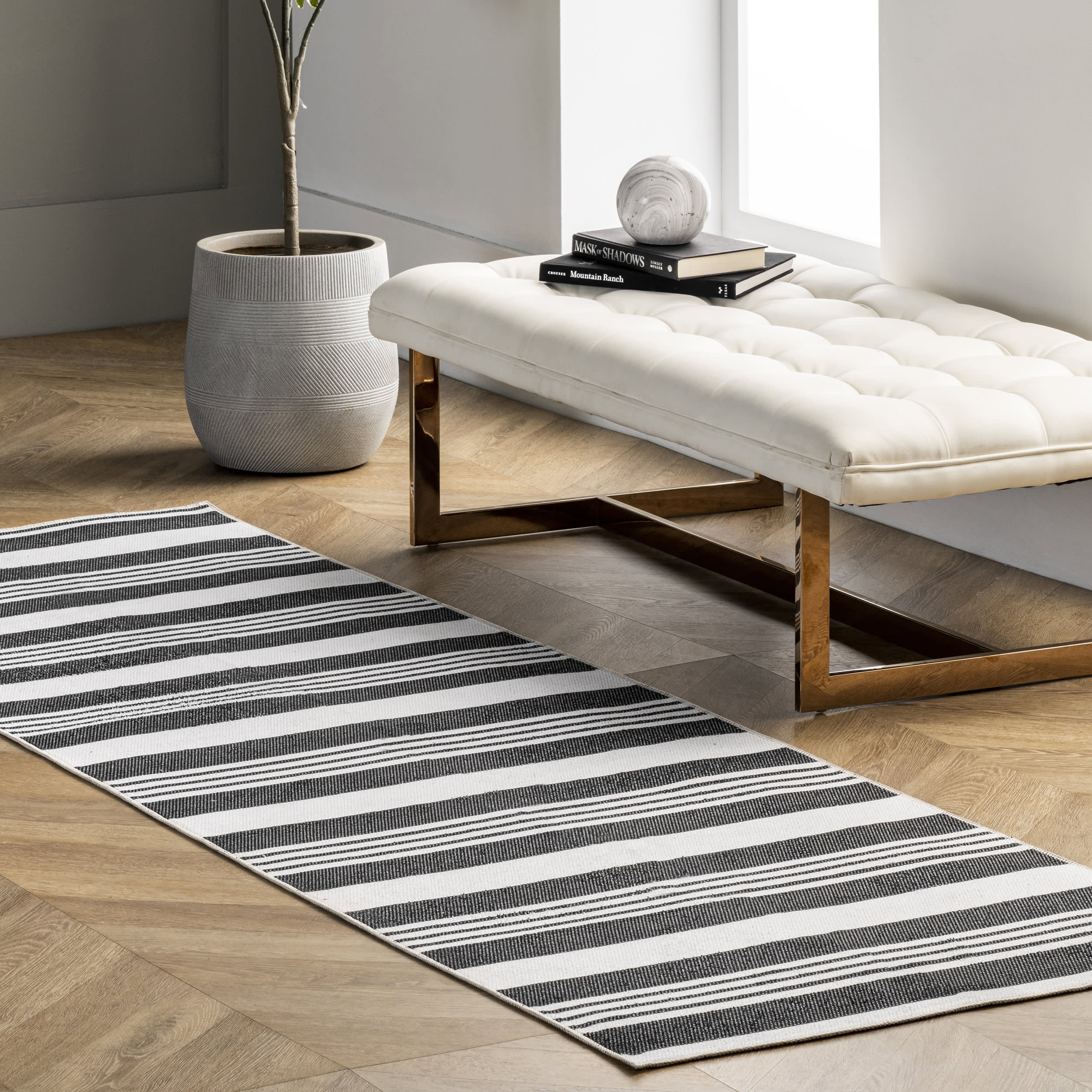 Regency Stripes Washable Rug | Charcoal - Image 2