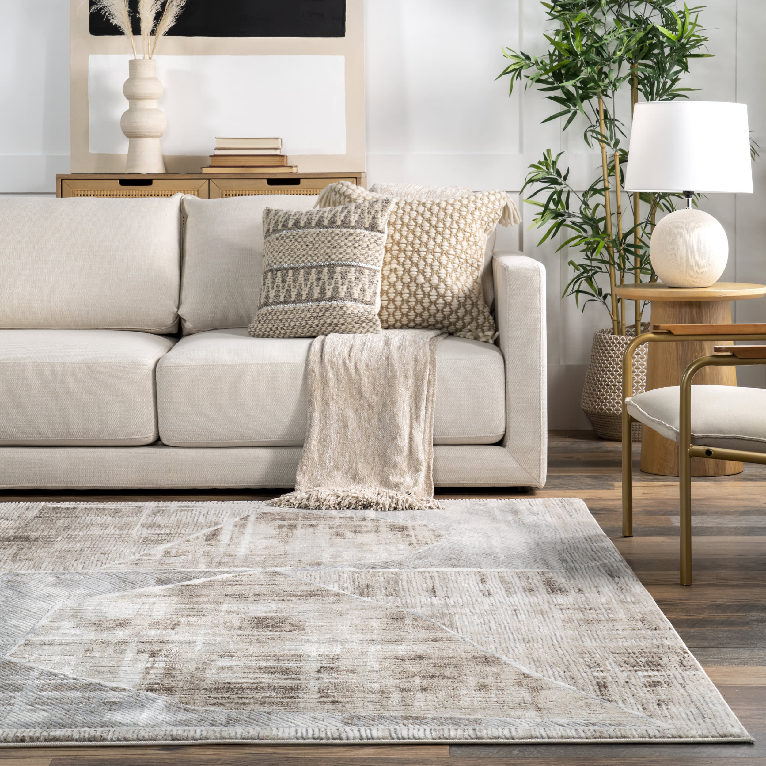 Renada Antique Striped Rug | Beige - Image 4