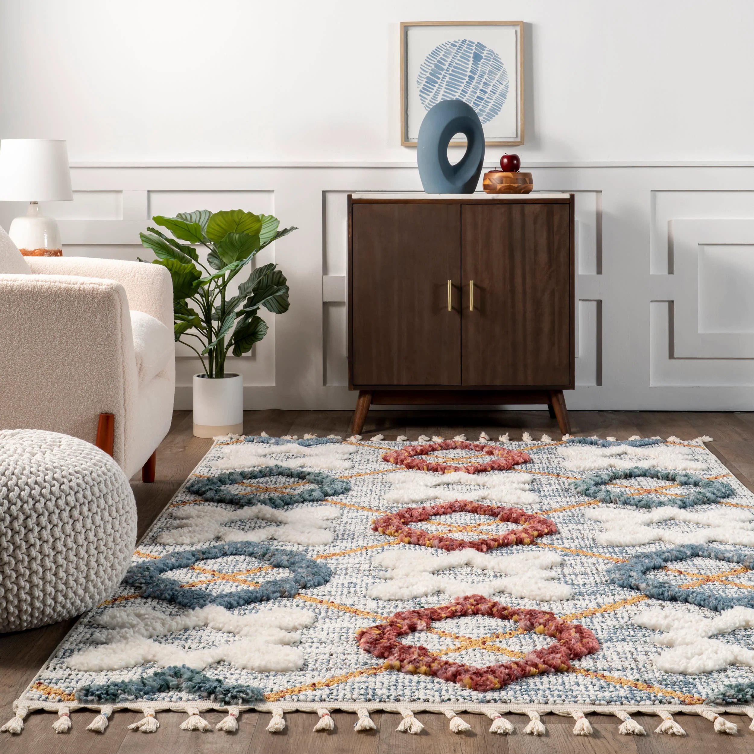 Renata Colorful Crosshatch Rug | Grey - Image 4
