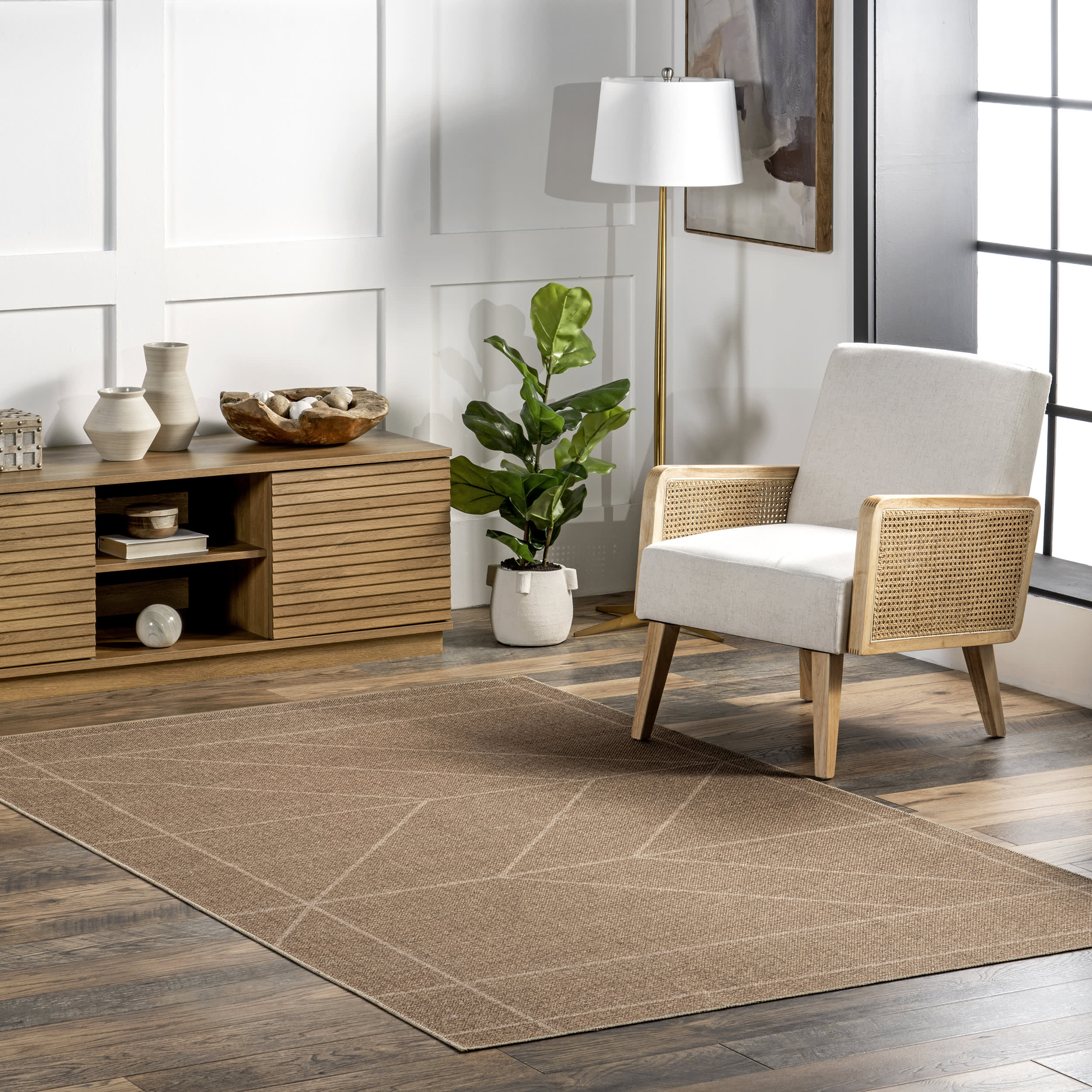Renie Easy-Jute Washable Geometric Rug | Natural - Image 2