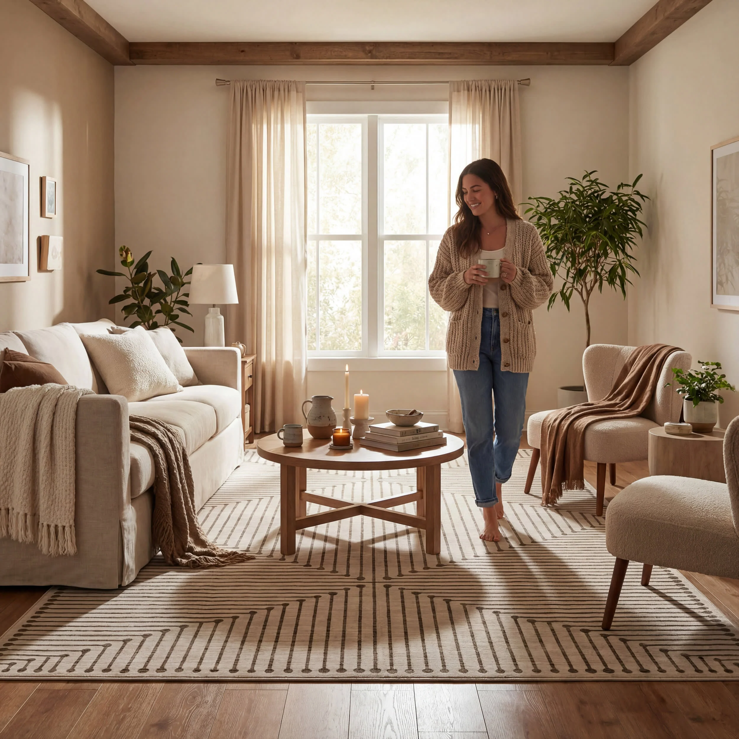 Revelyn Geometric Washable Rug | Brown - Image 9