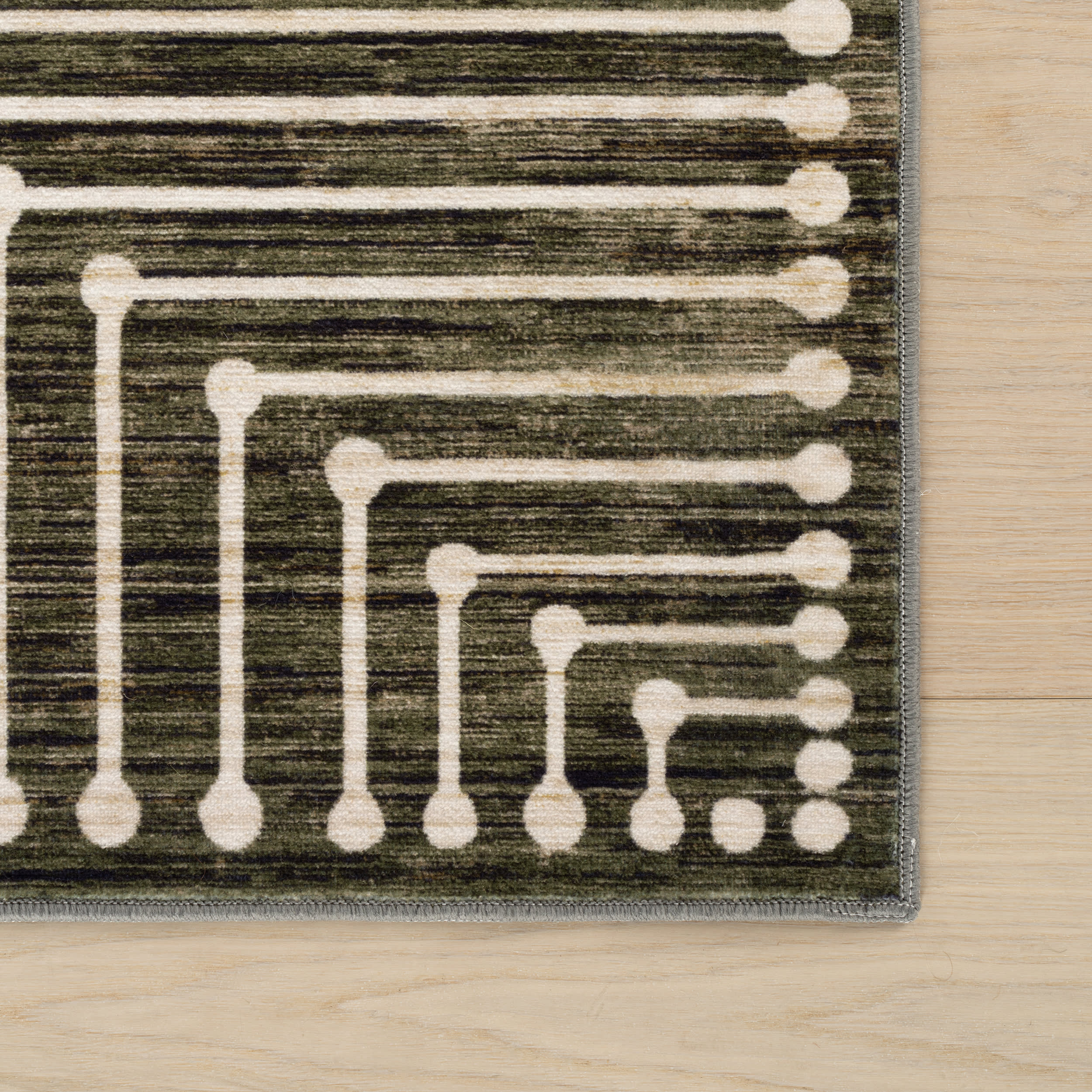 Revelyn Geometric Washable Rug | Green - Image 4