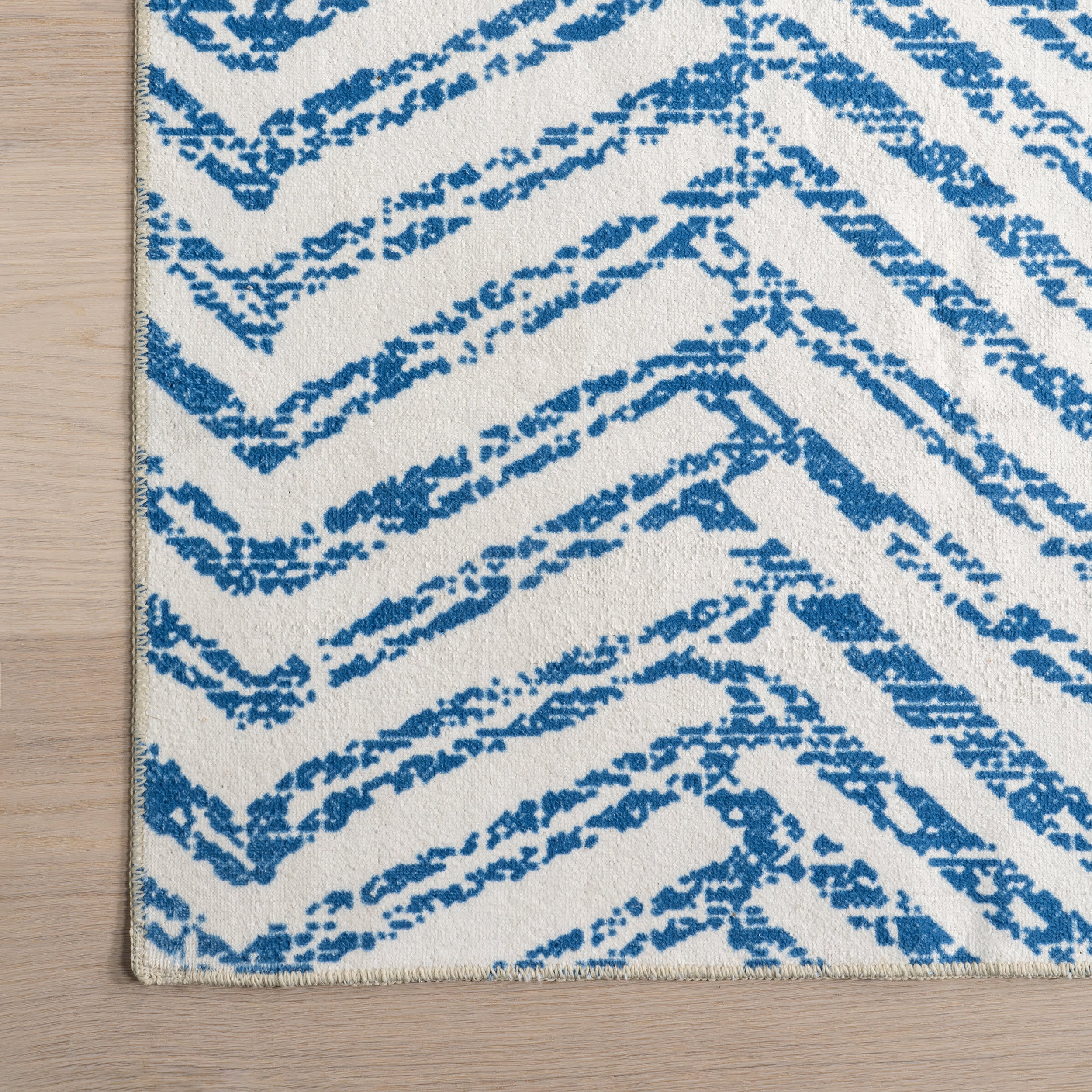 Reverse Herringbone Washable Rug | Blue - Image 3