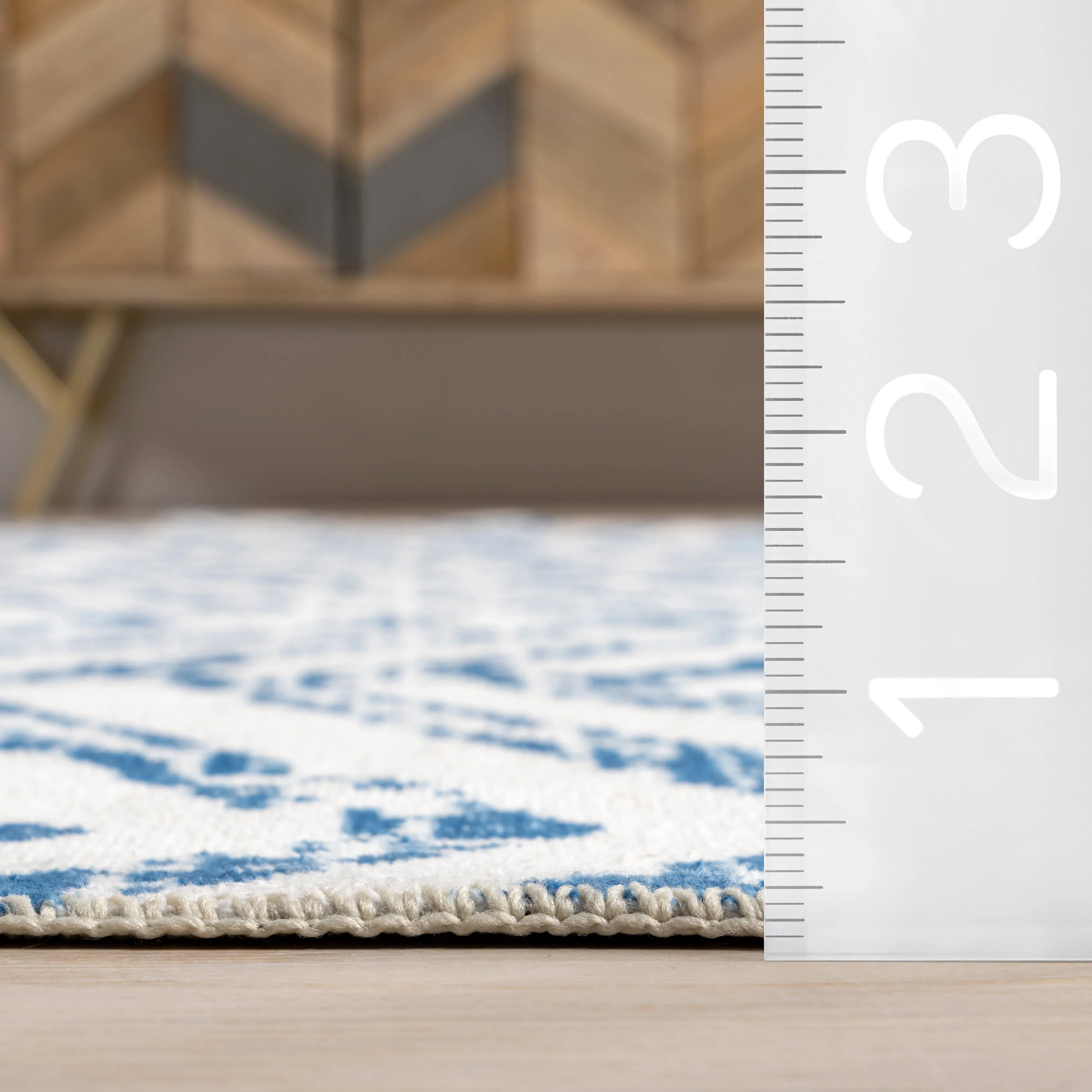 Reverse Herringbone Washable Rug | Blue - Image 5