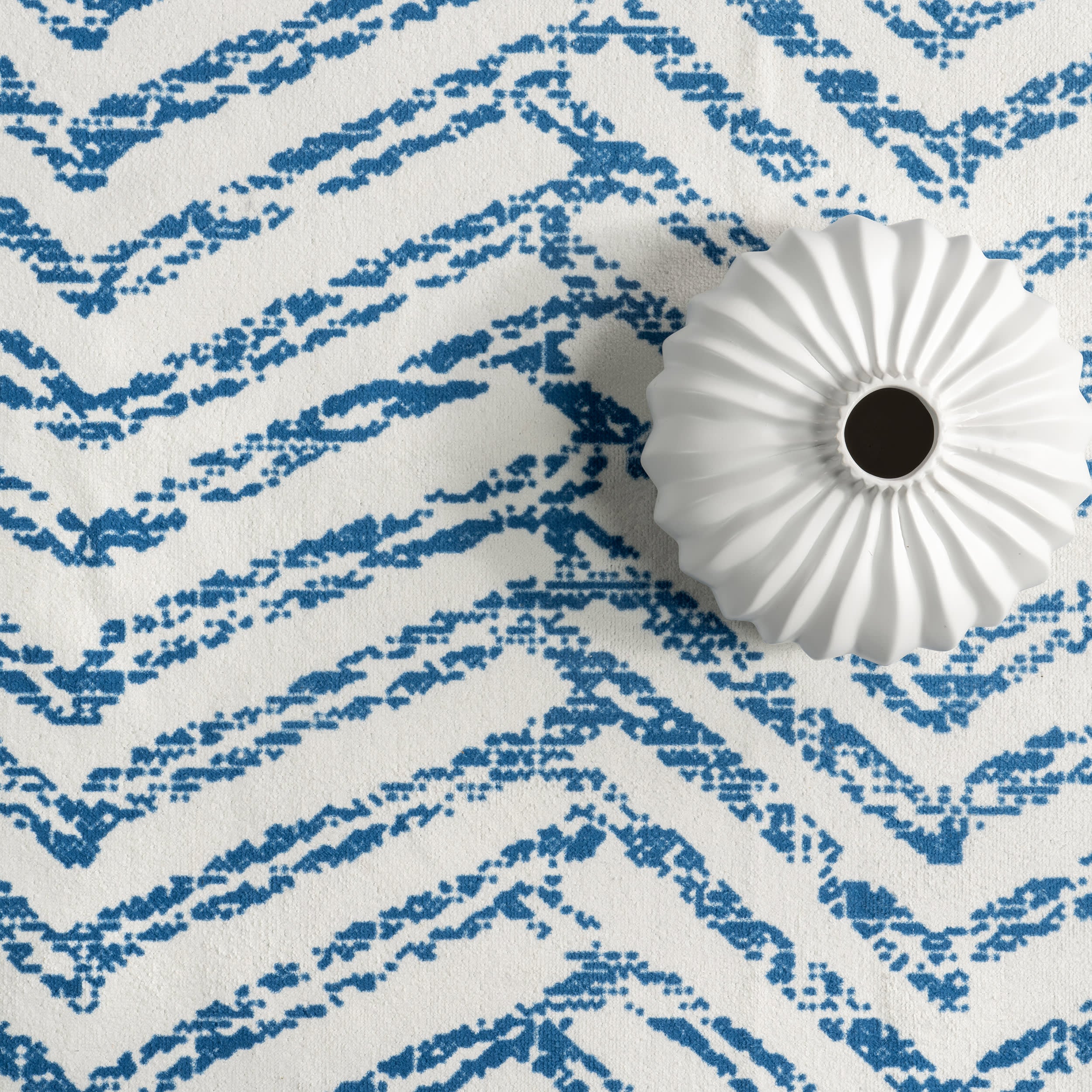 Reverse Herringbone Washable Rug | Blue - Image 8