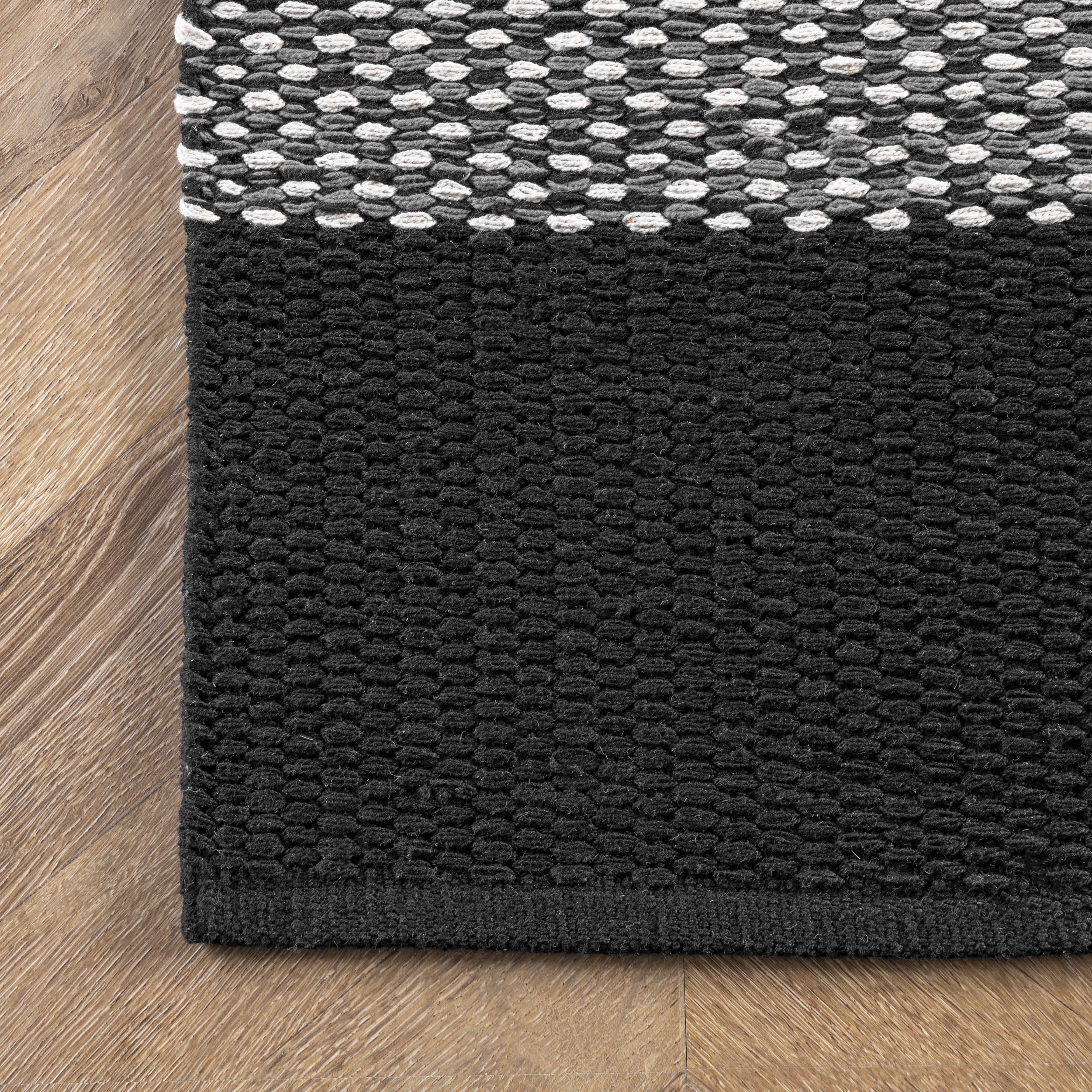 Reversible Cotton Solid Flatweave Rug | Black - Image 3