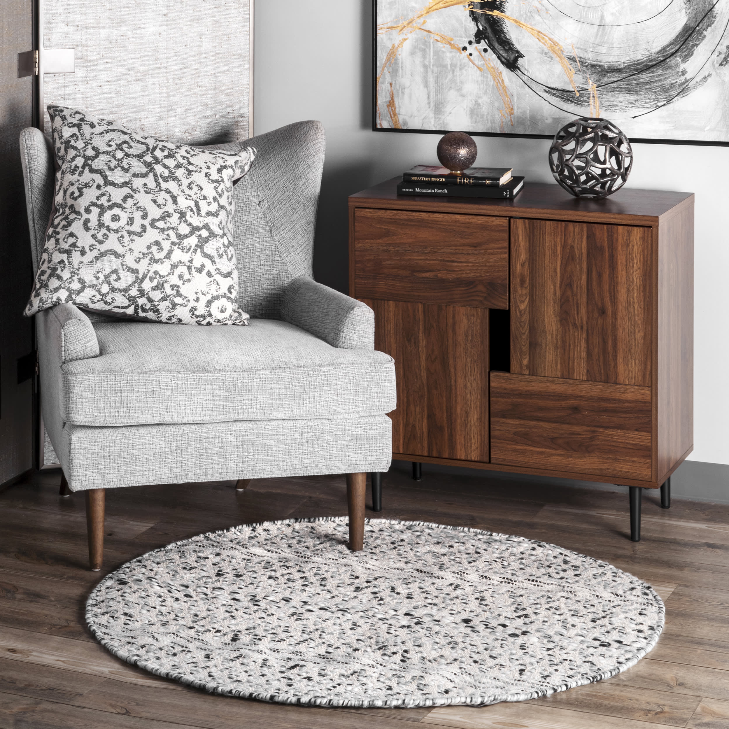 Reversible Striped Bands Indoor/Outdoor Rug | Silver - Image 2