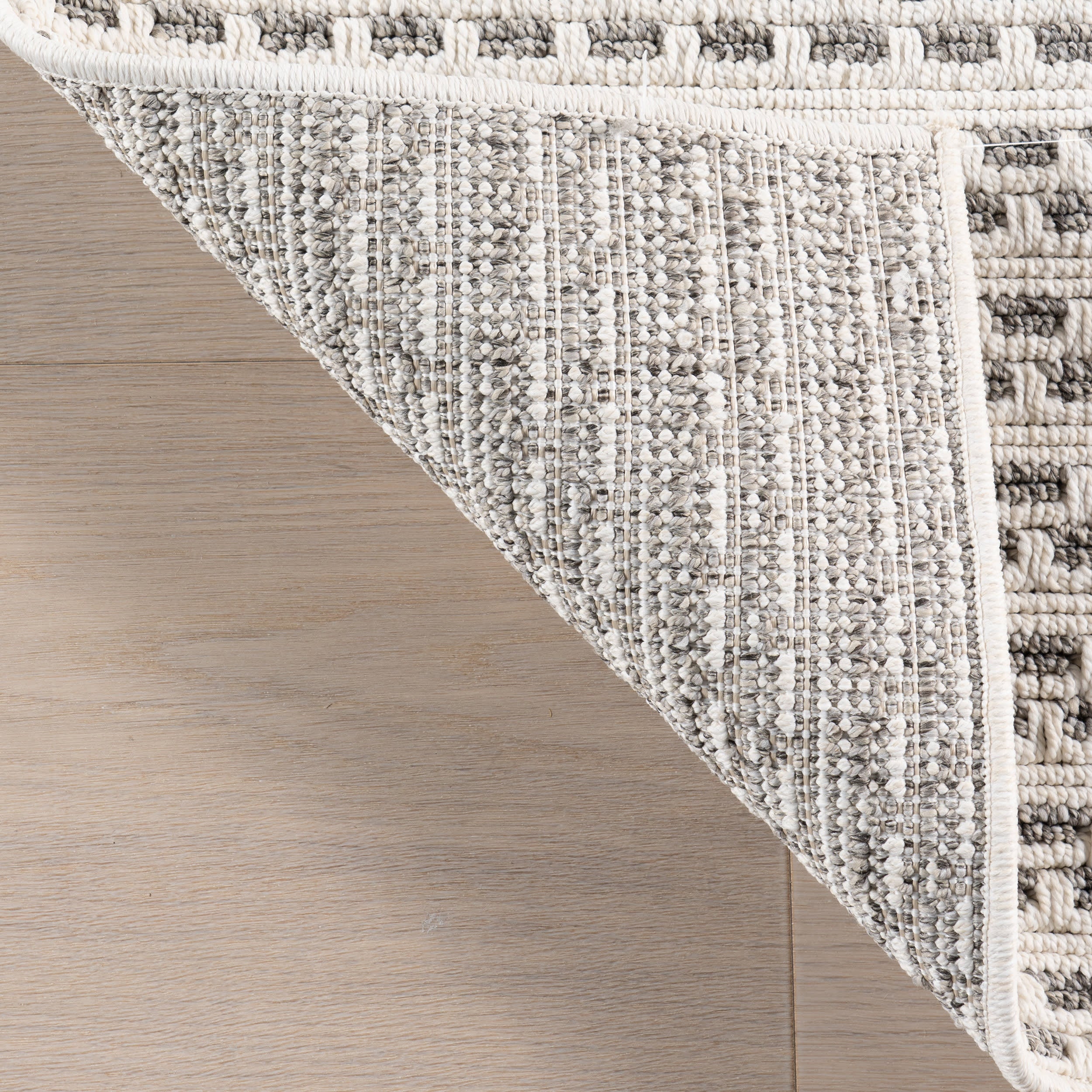 Reyna Checkered Stripes Indoor/Outdoor Rug | Cream - Image 7