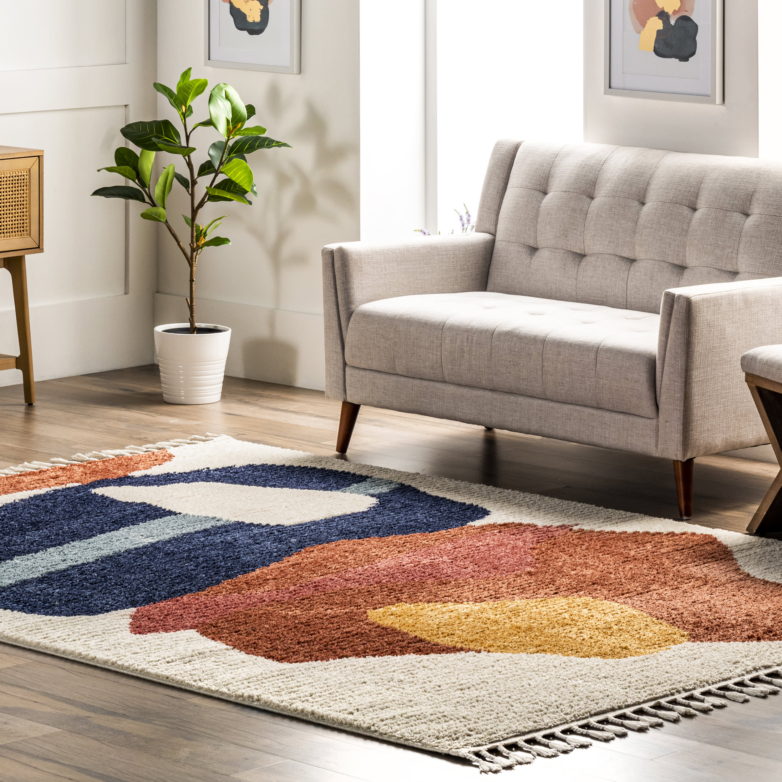 Rhea Modern Abstract Rug | Beige - Image 2