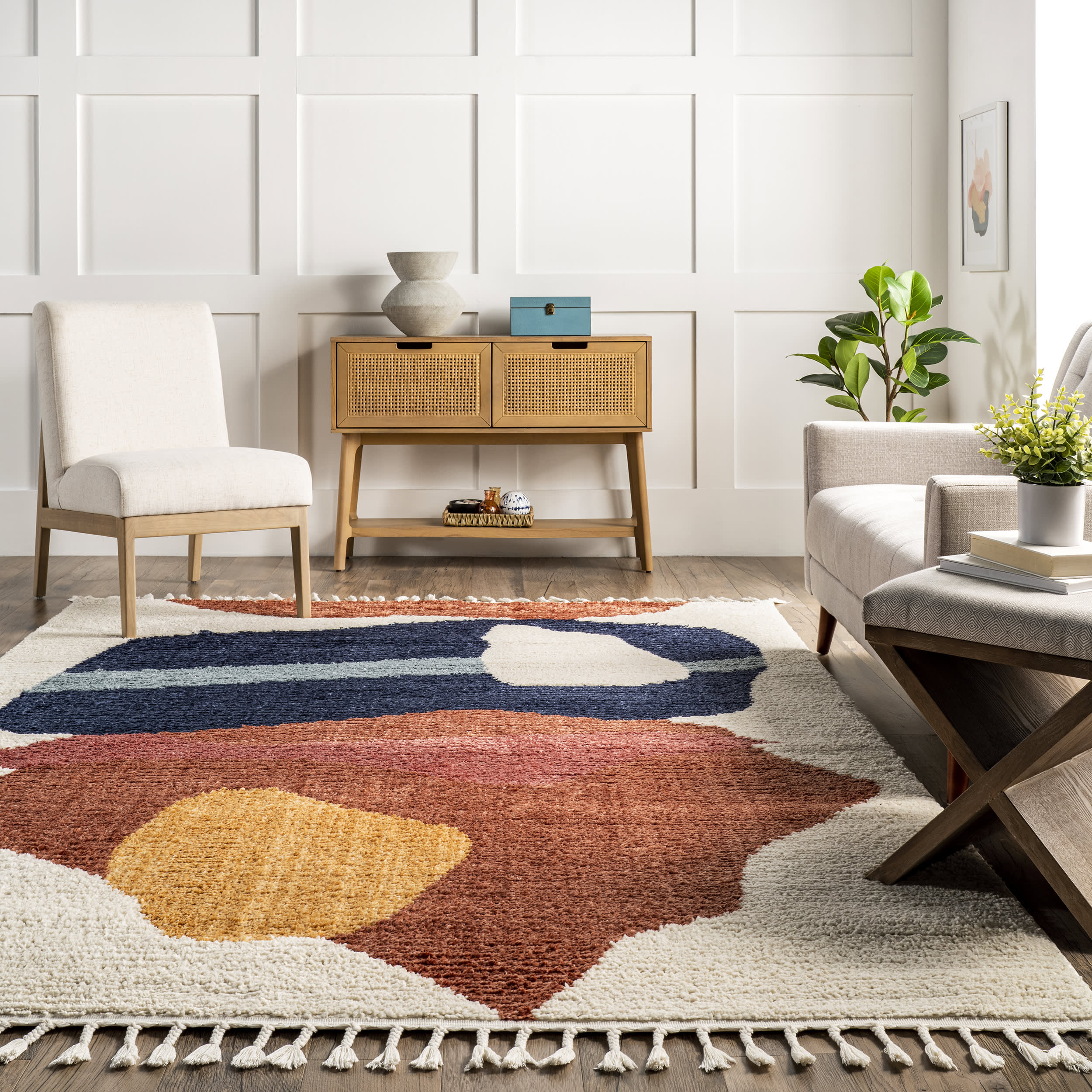 Rhea Modern Abstract Rug | Beige - Image 4