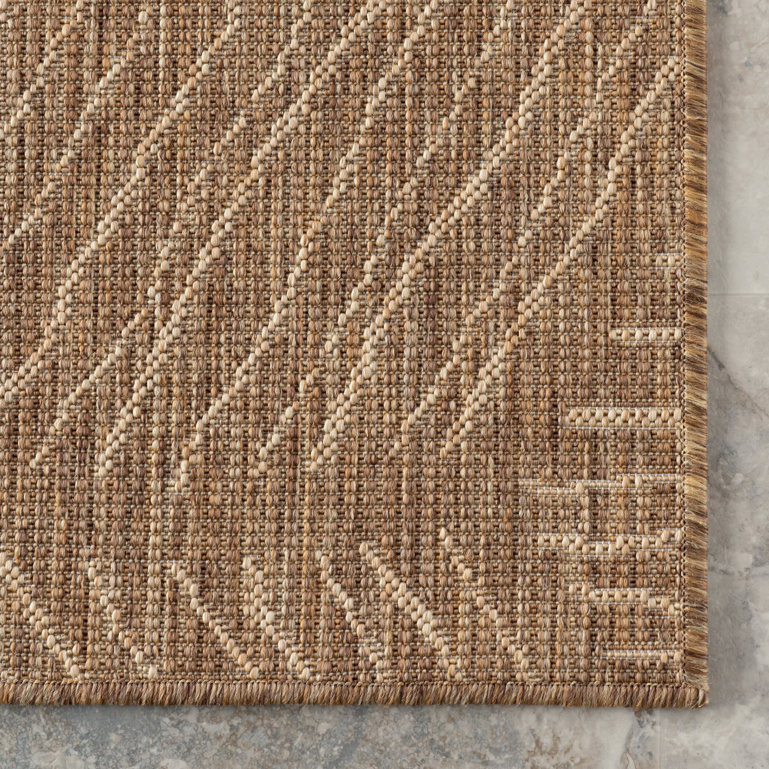 Rheza Geometric Indoor/Outdoor Rug | Light Brown - Image 4