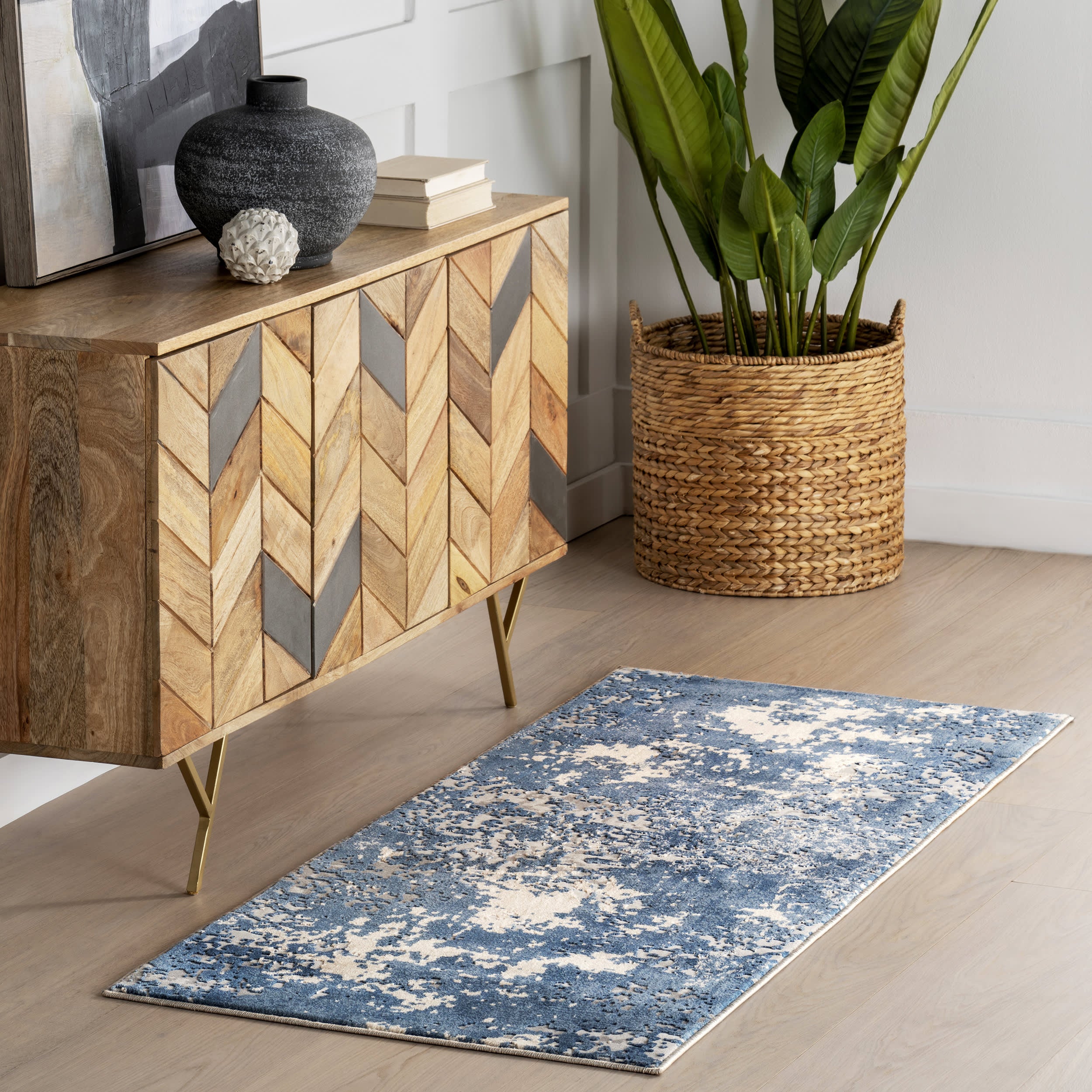 Ricki Mottled Abstract Rug | Blue - Image 2