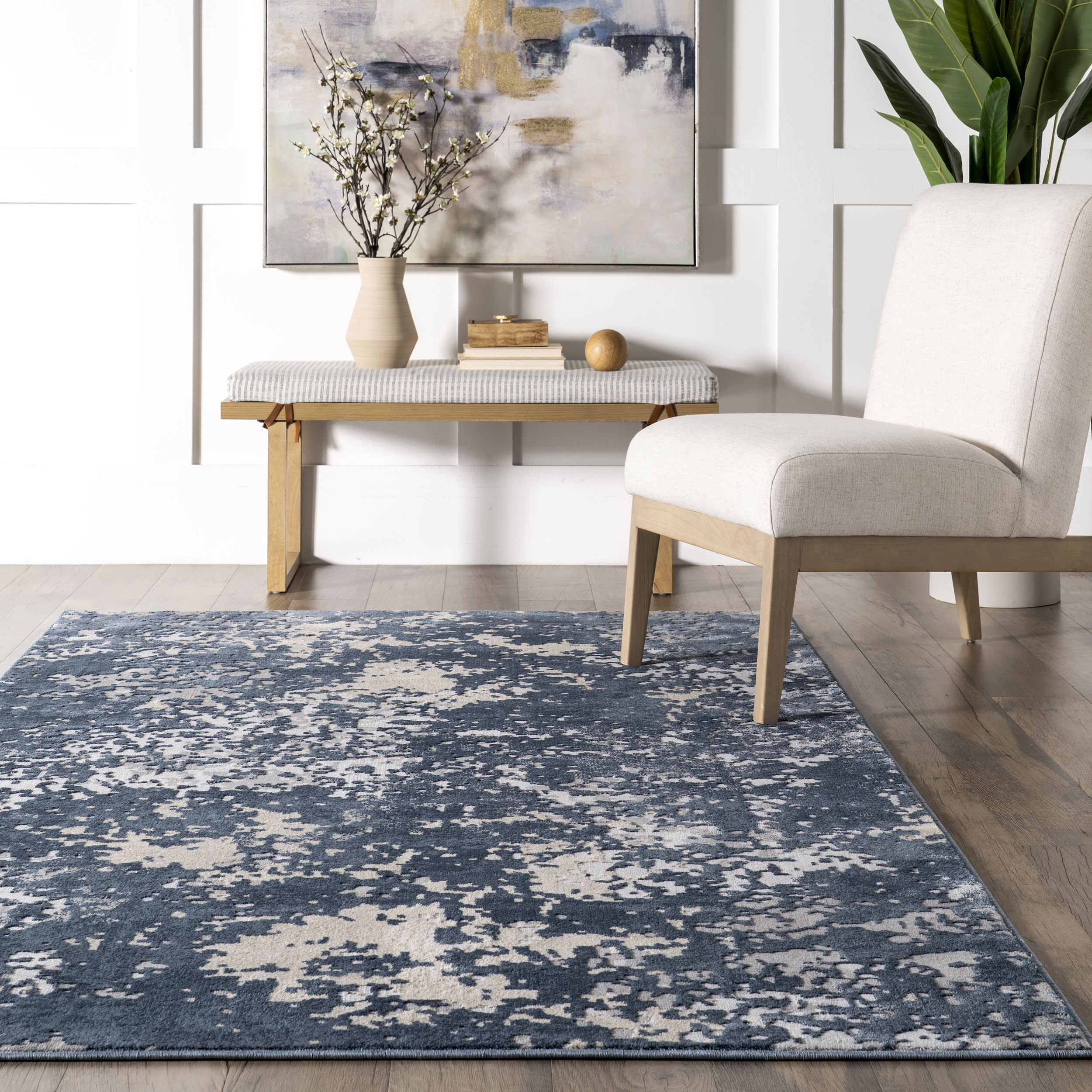 Ricki Mottled Abstract Rug | Blue - Image 4