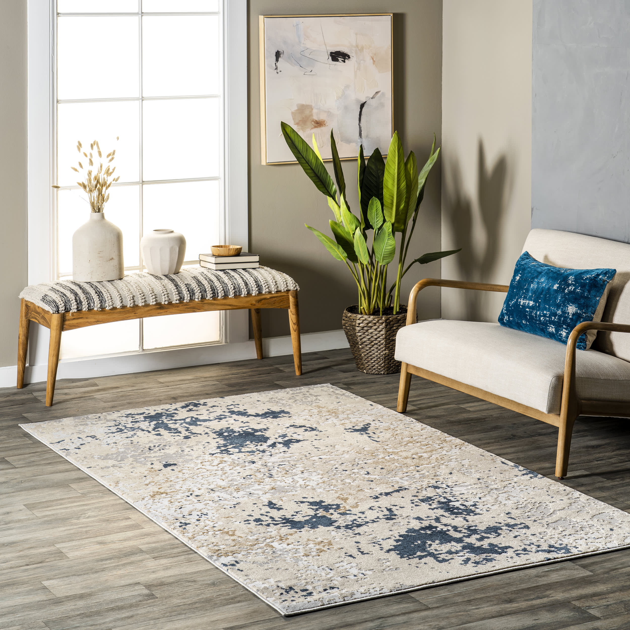 Ricki Mottled Abstract Rug | Light Grey - Image 2