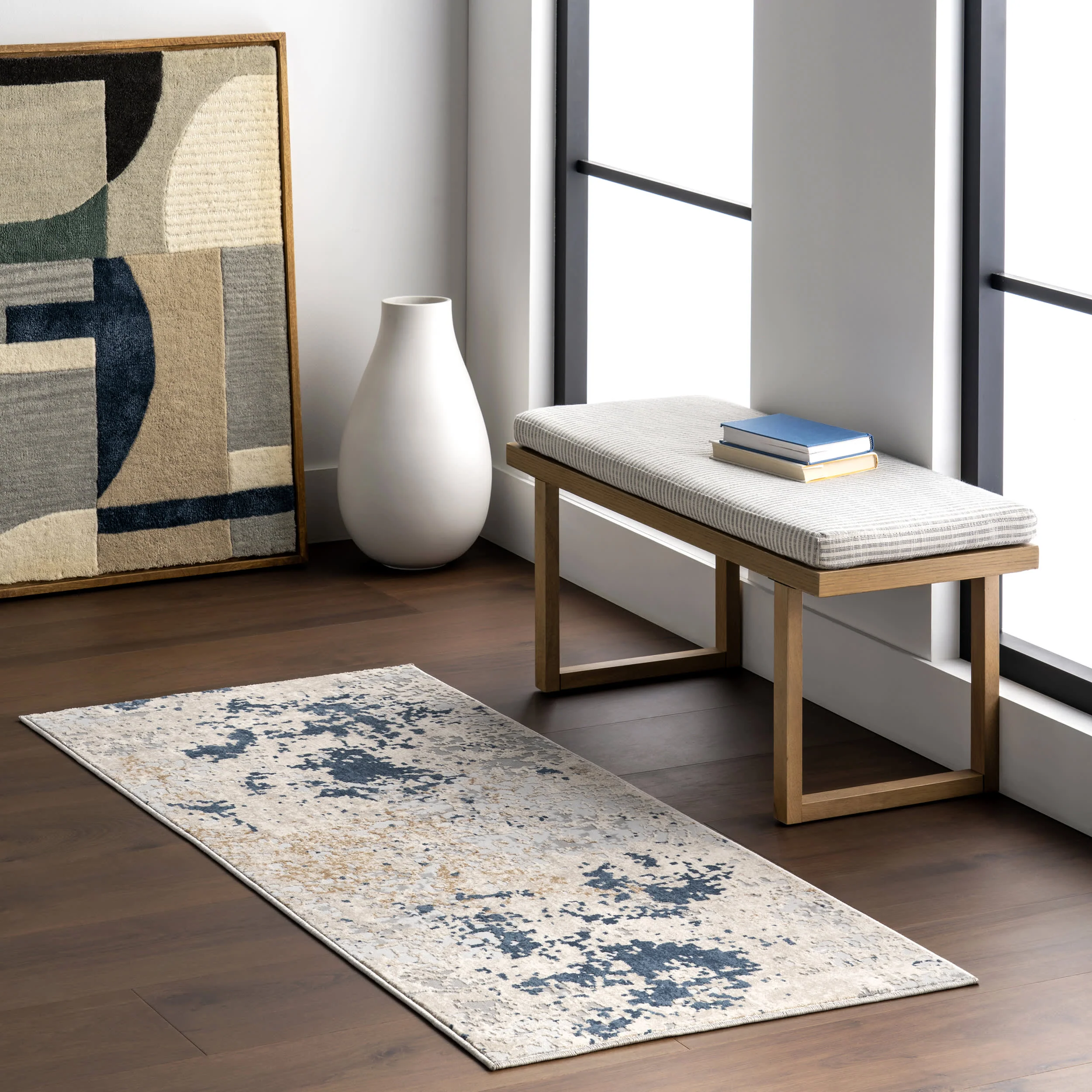 Ricki Mottled Abstract Rug | Light Grey - Image 2