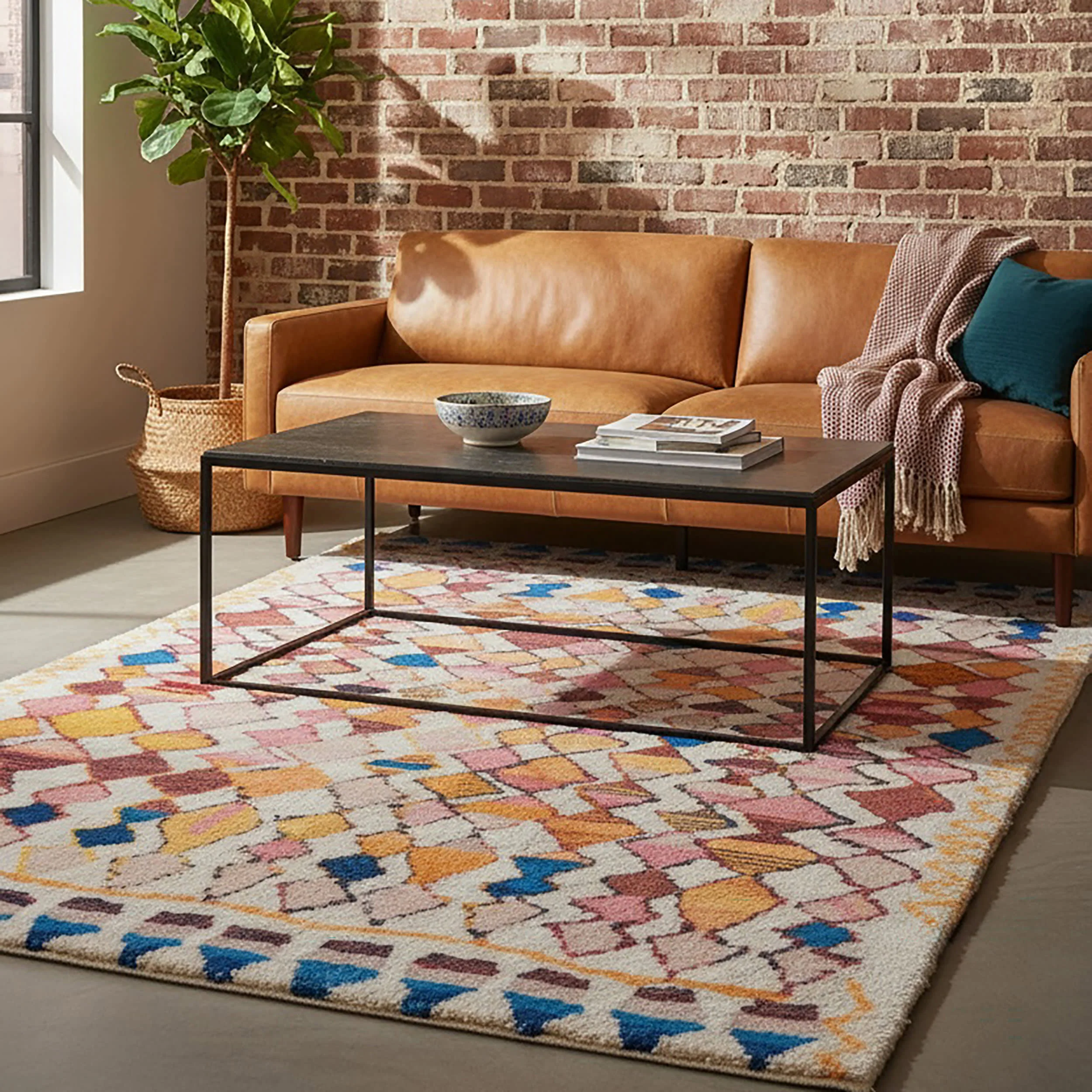 Ridge Trellis Washable Rug | Multicolor - Image 2