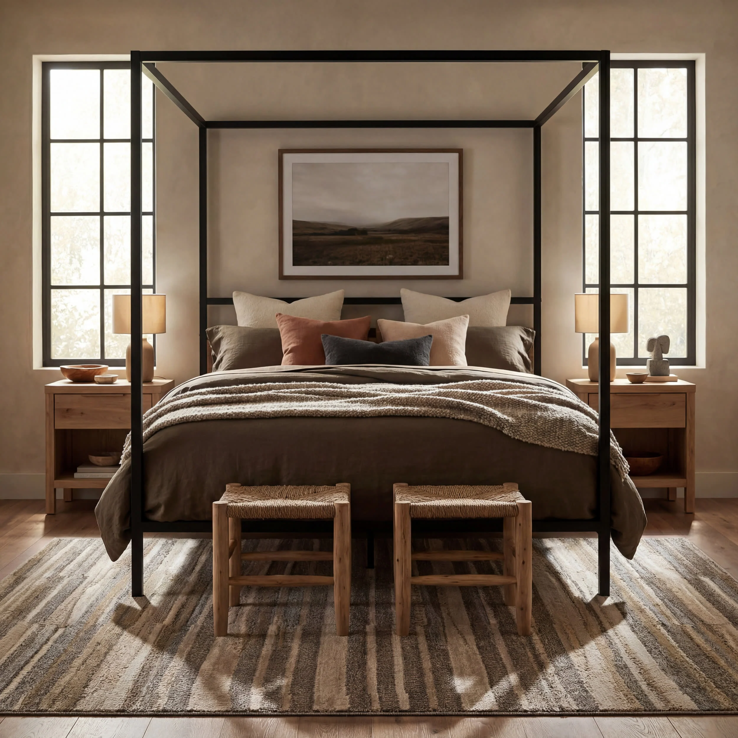 Ridgeway Rustic Striped Washable Rug | Brown - Image 10