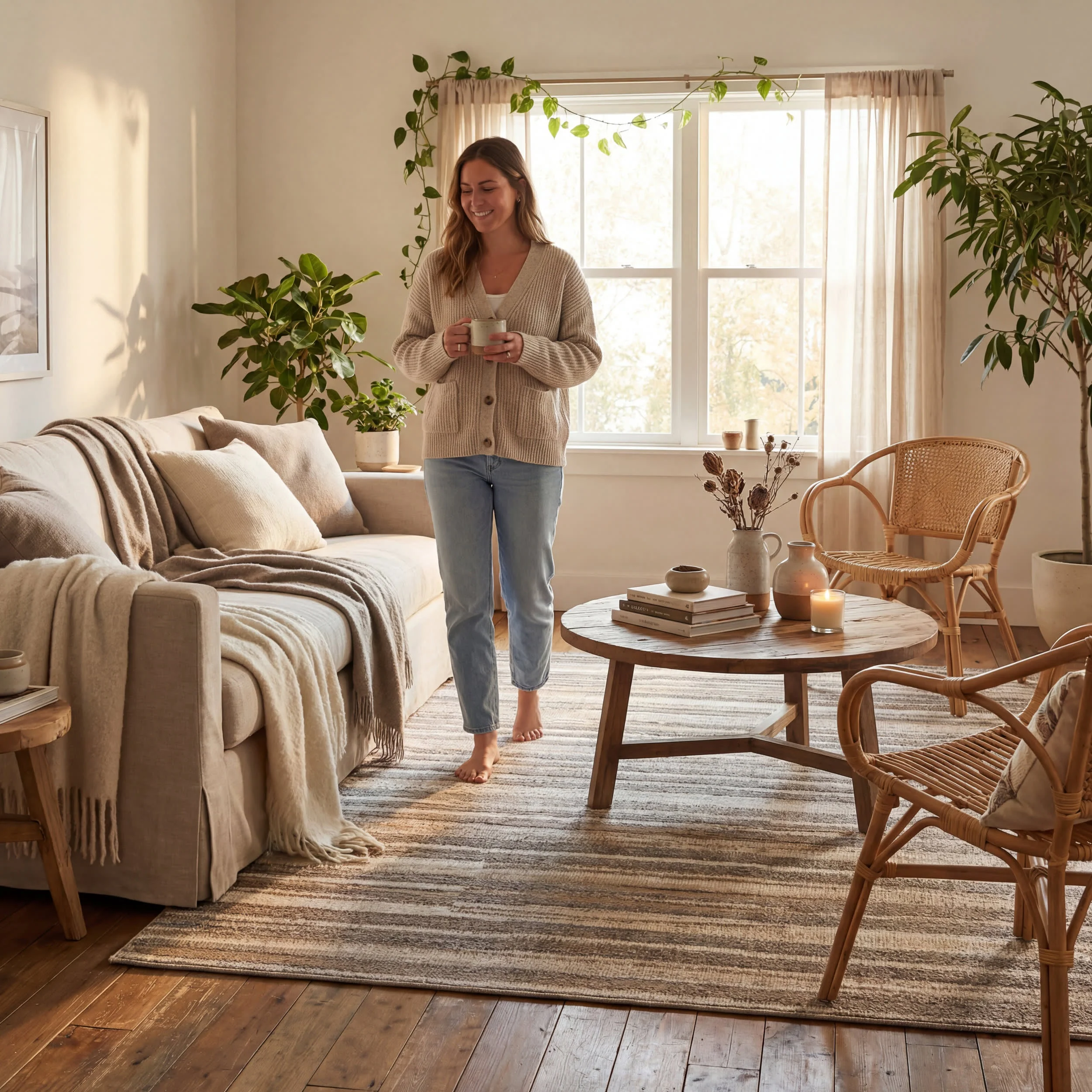Ridgeway Rustic Striped Washable Rug | Brown - Image 9