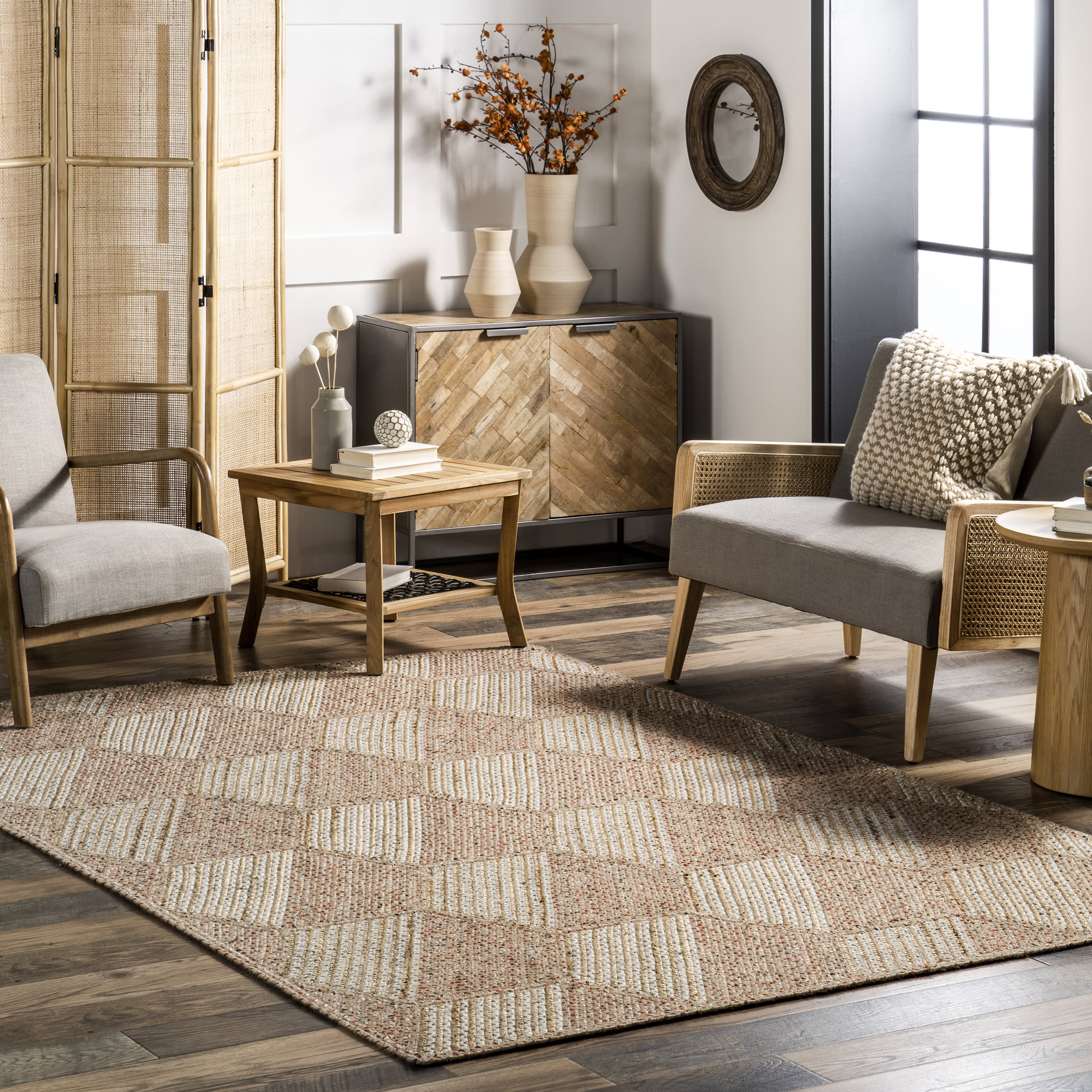 Ridzia Honeycomb Textured Rug | Natural - Image 2