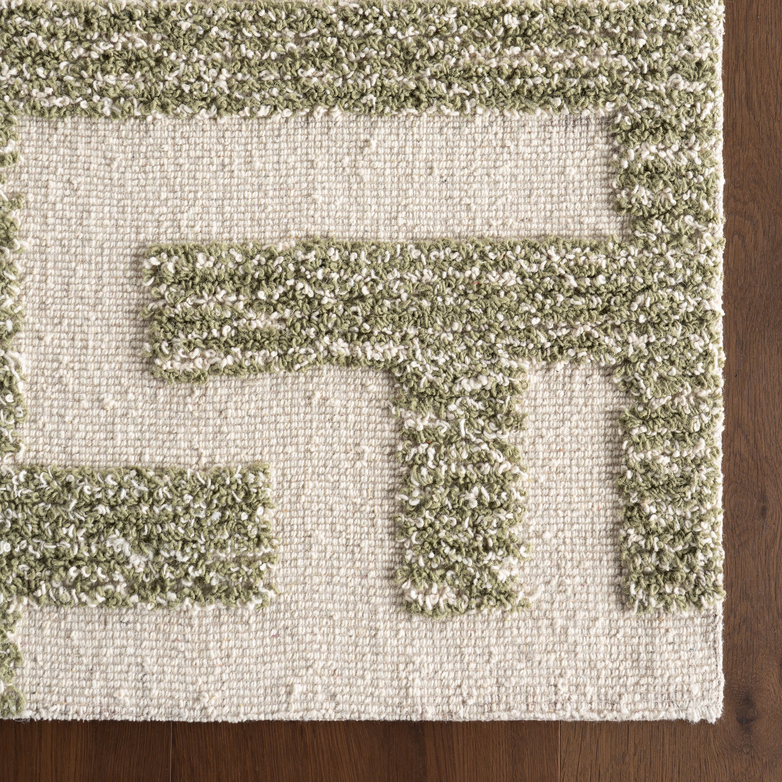 Riel Bohemian Geometric Wool Rug | Green - Image 4