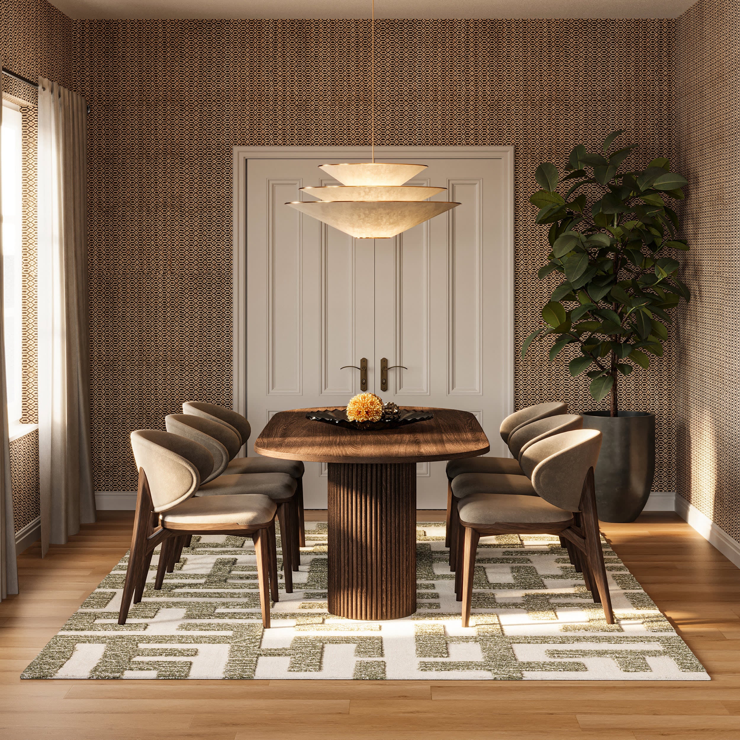 Riel Bohemian Geometric Wool Rug | Green - Image 7