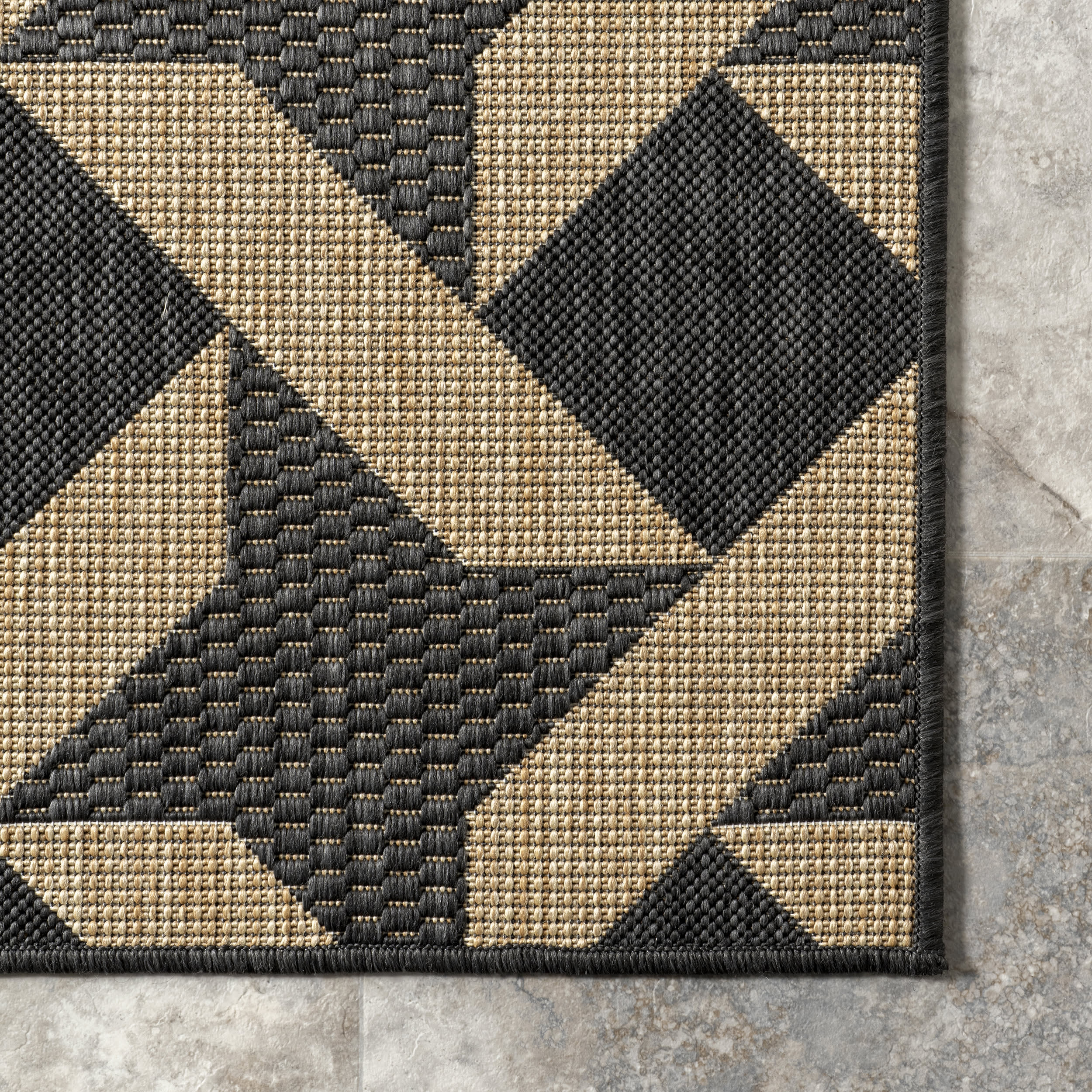 Rika Pinwheel Trellis Indoor/Outdoor Rug | Dark Grey - Image 3