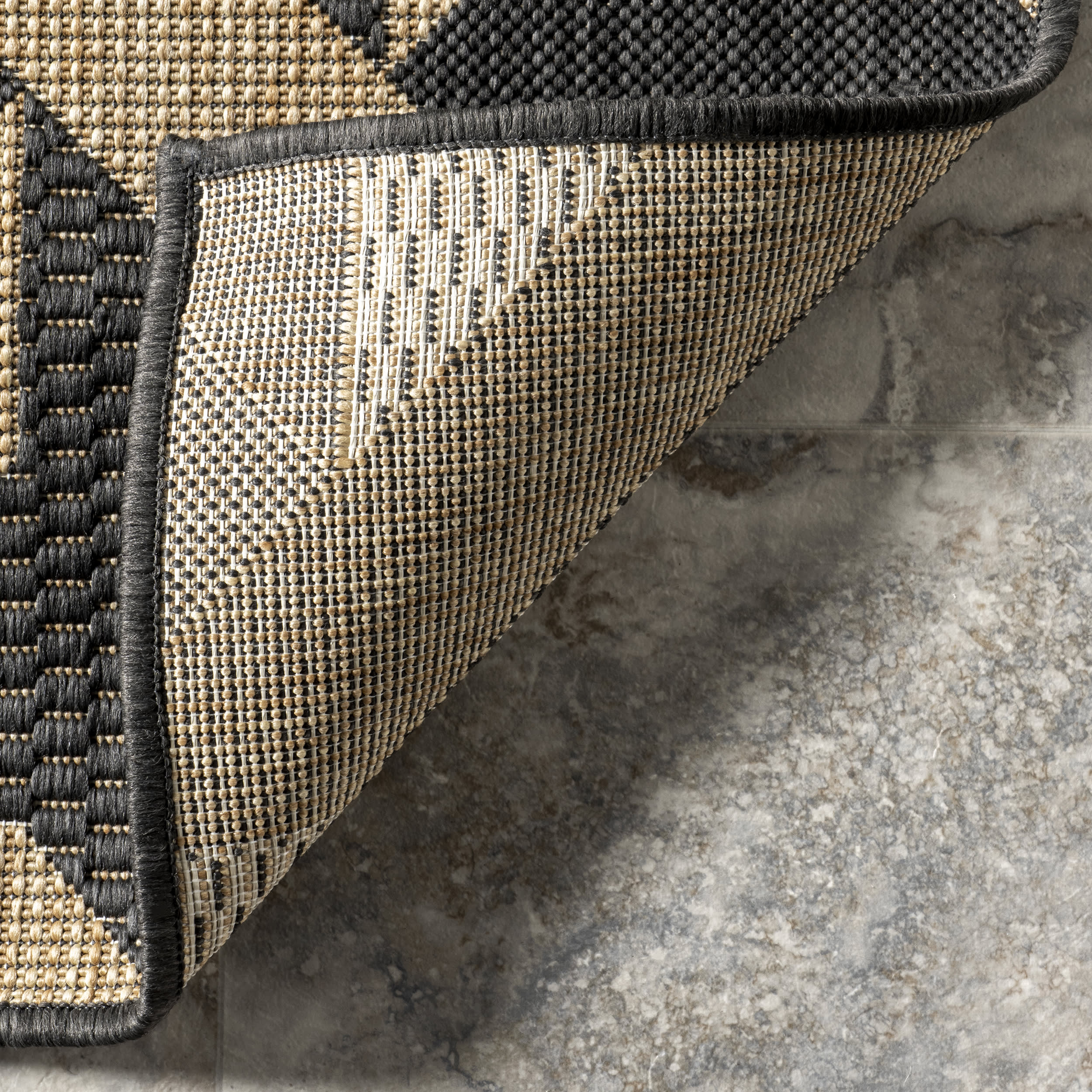 Rika Pinwheel Trellis Indoor/Outdoor Rug | Dark Grey - Image 6