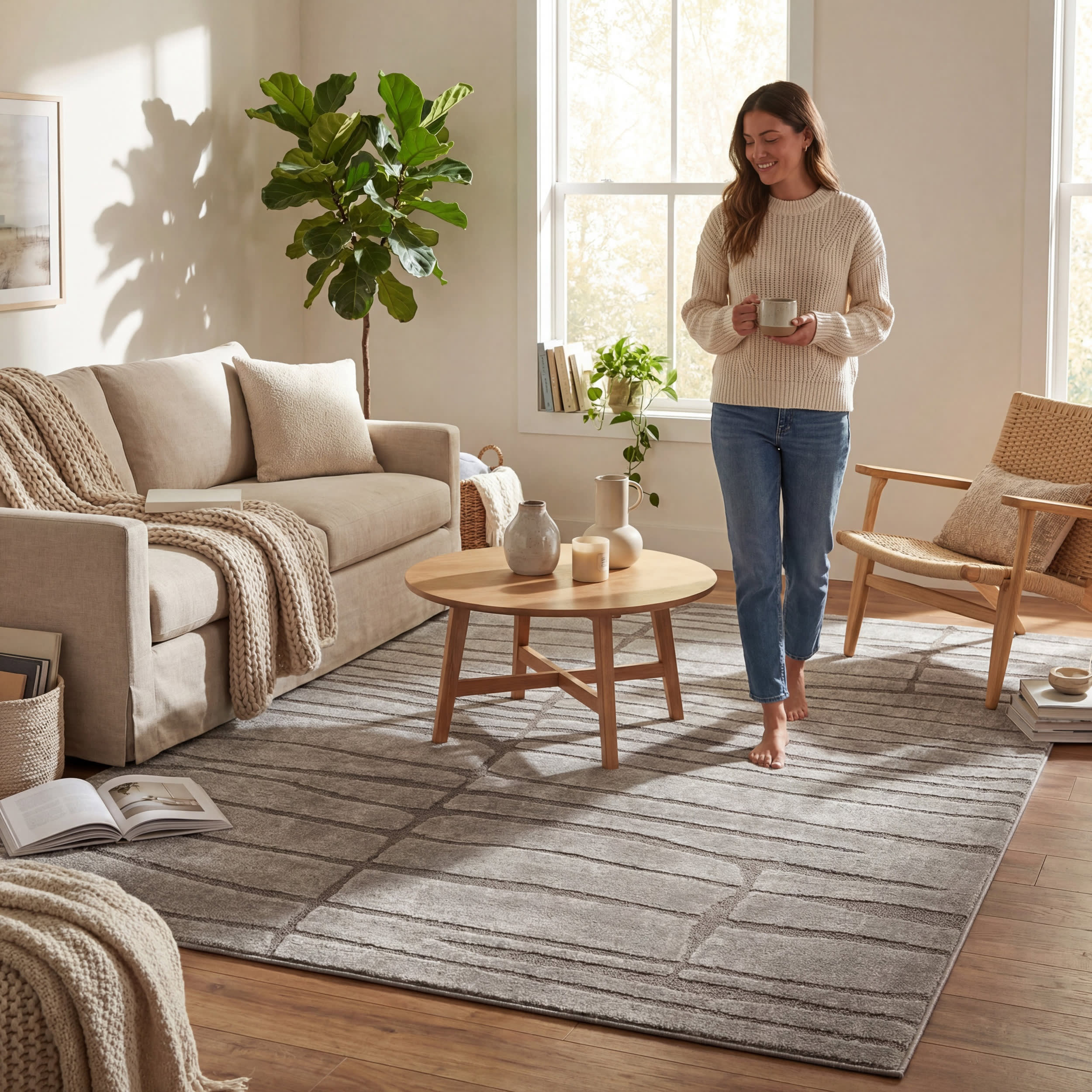 Rima Modern Abstract Rug | Brown - Image 9