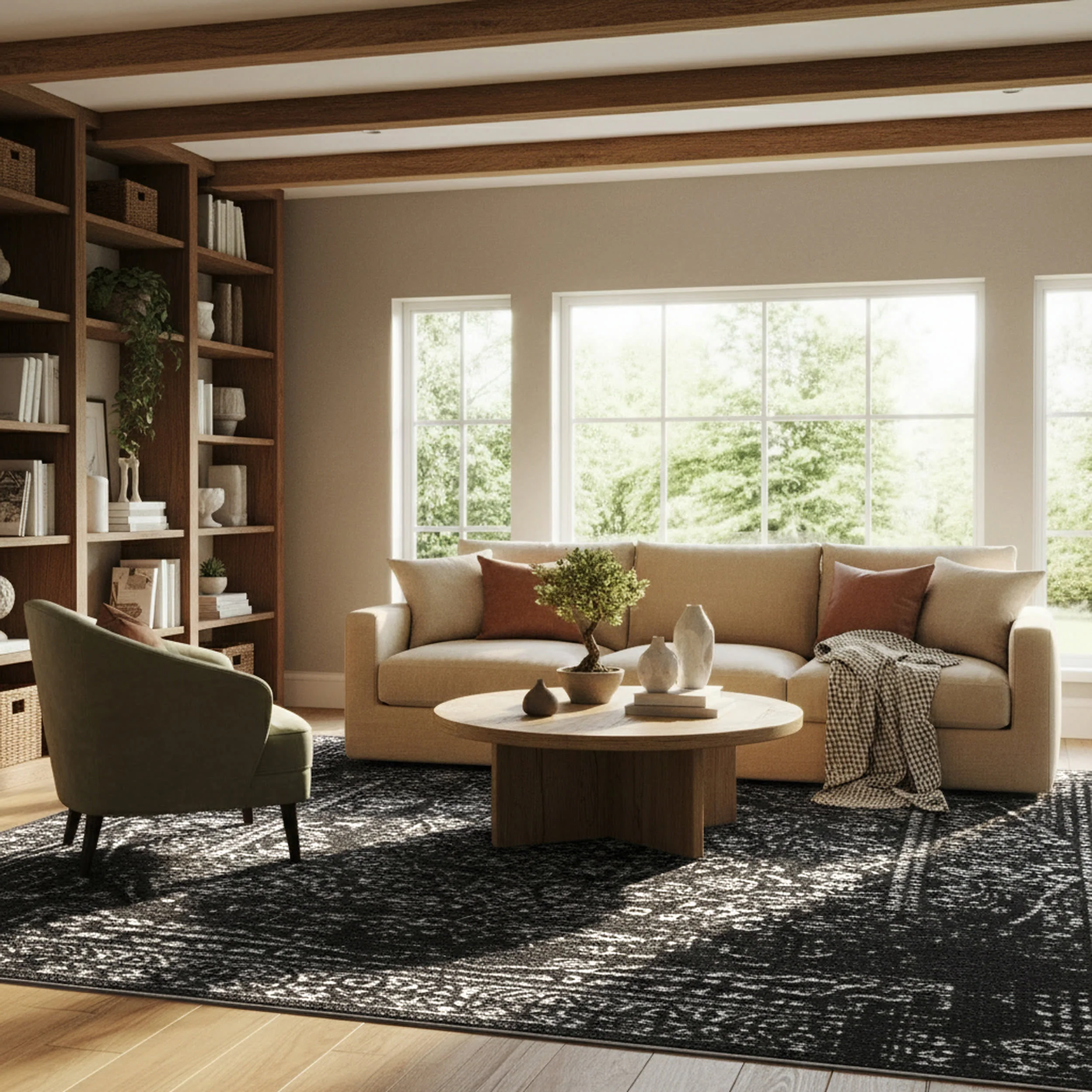 Ring Around The Rosette Rug | Black - Image 2