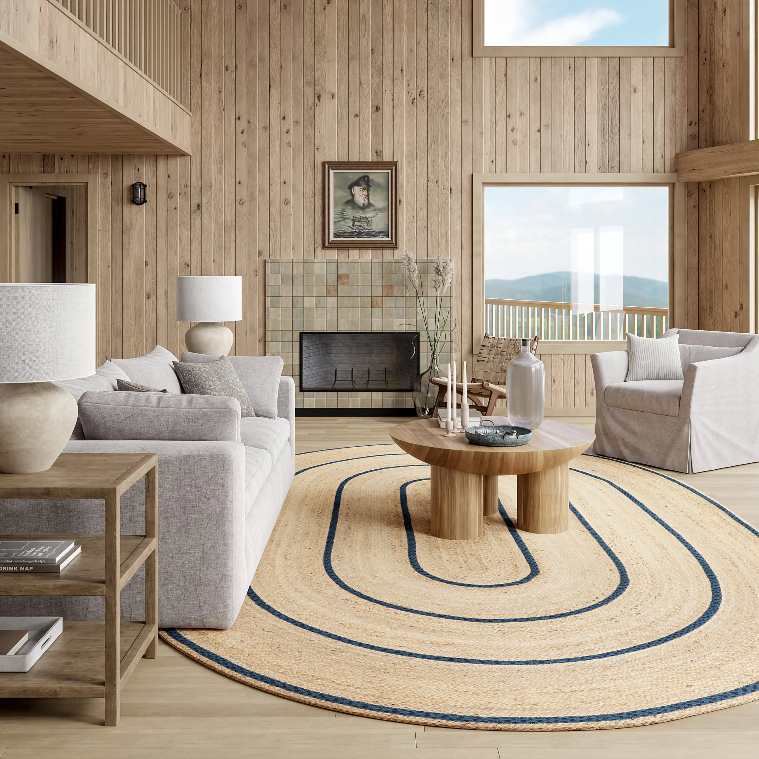 Ripplewood Oval Jute Rug | Navy - Image 7