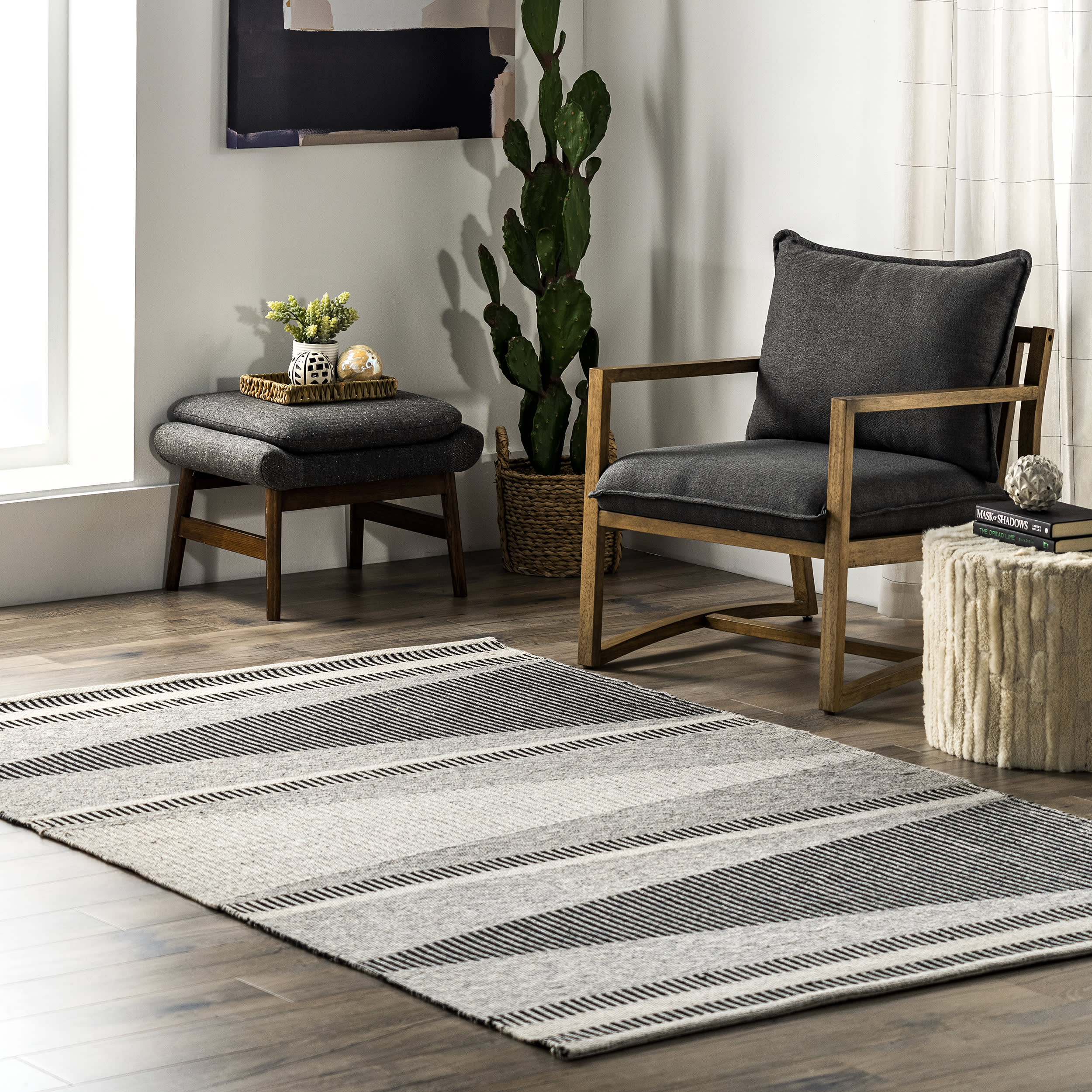Rita Striped Waves Rug | Grey - Image 2