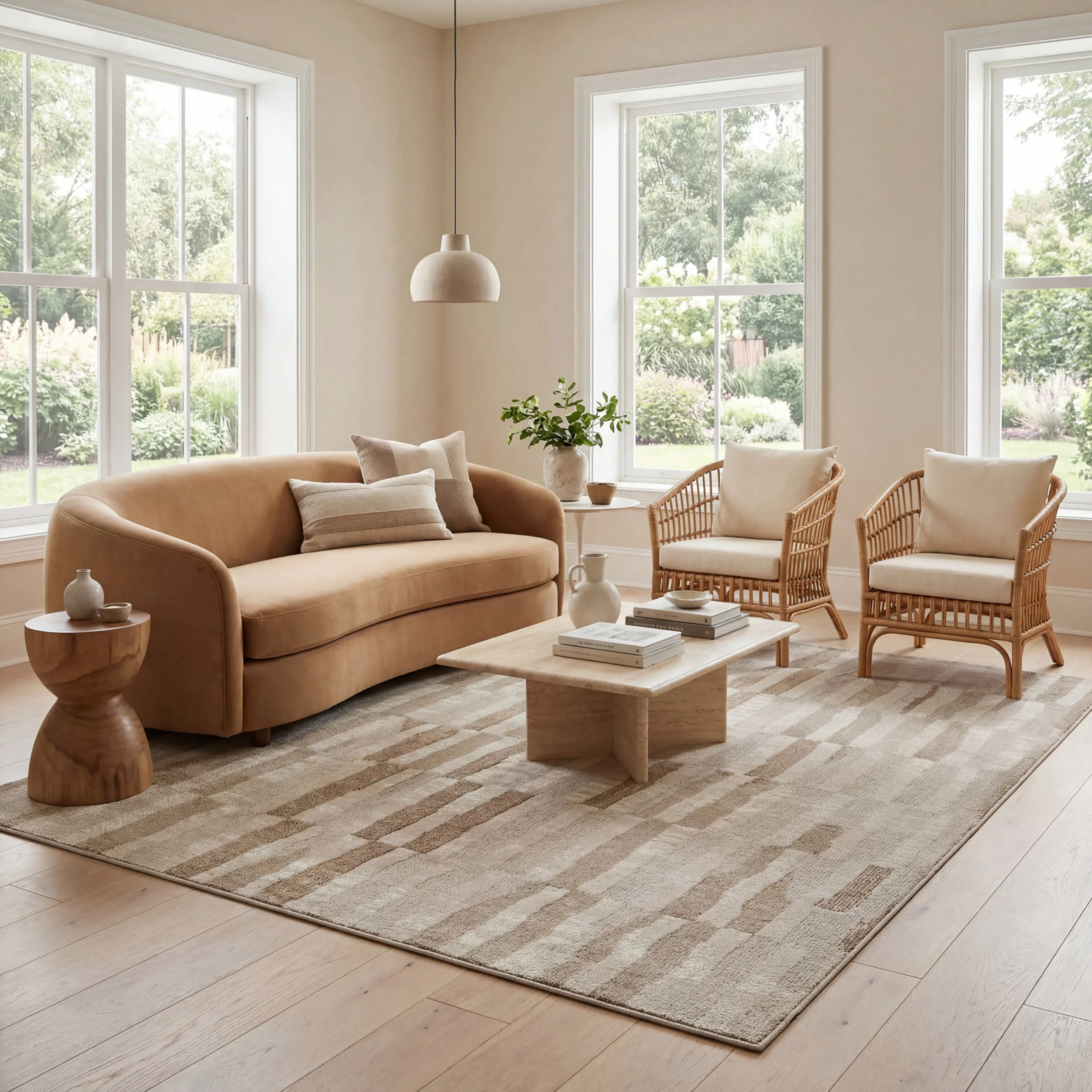 Riven Rustic Abstract Washable Rug | Beige - Image 2