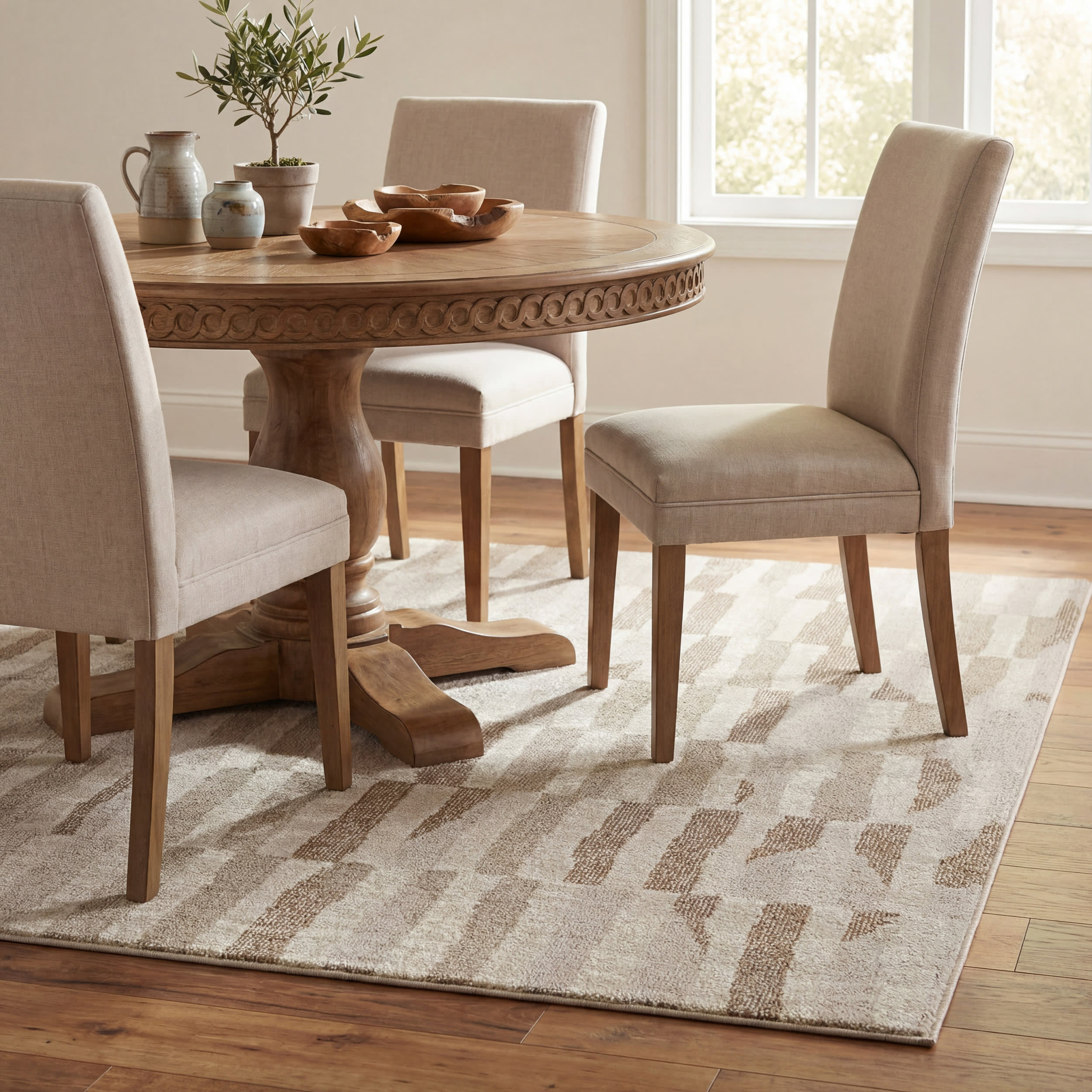 Riven Rustic Abstract Washable Rug | Beige - Image 7