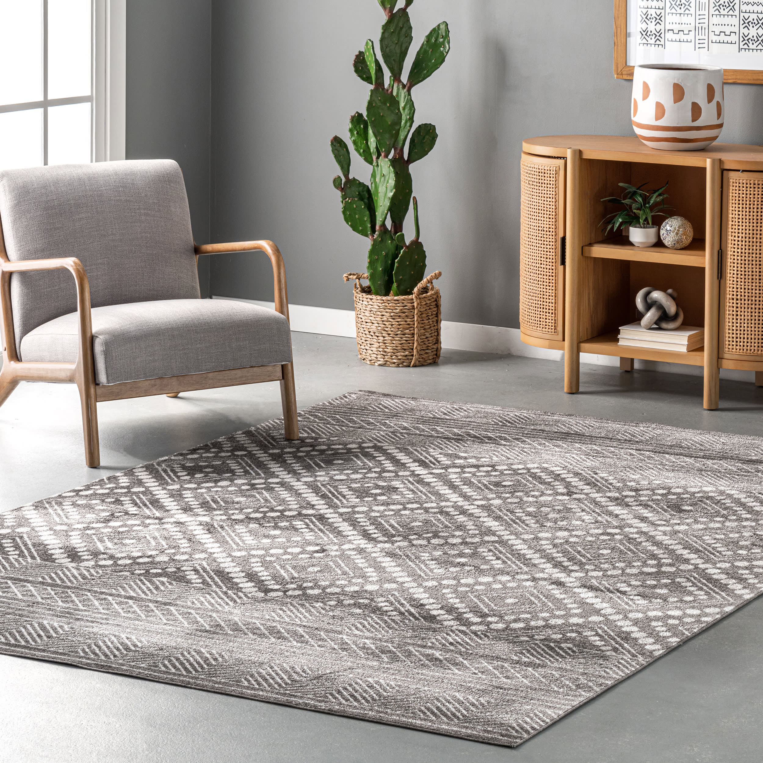 Merida Diamond Washable Rug | Grey - Image 2
