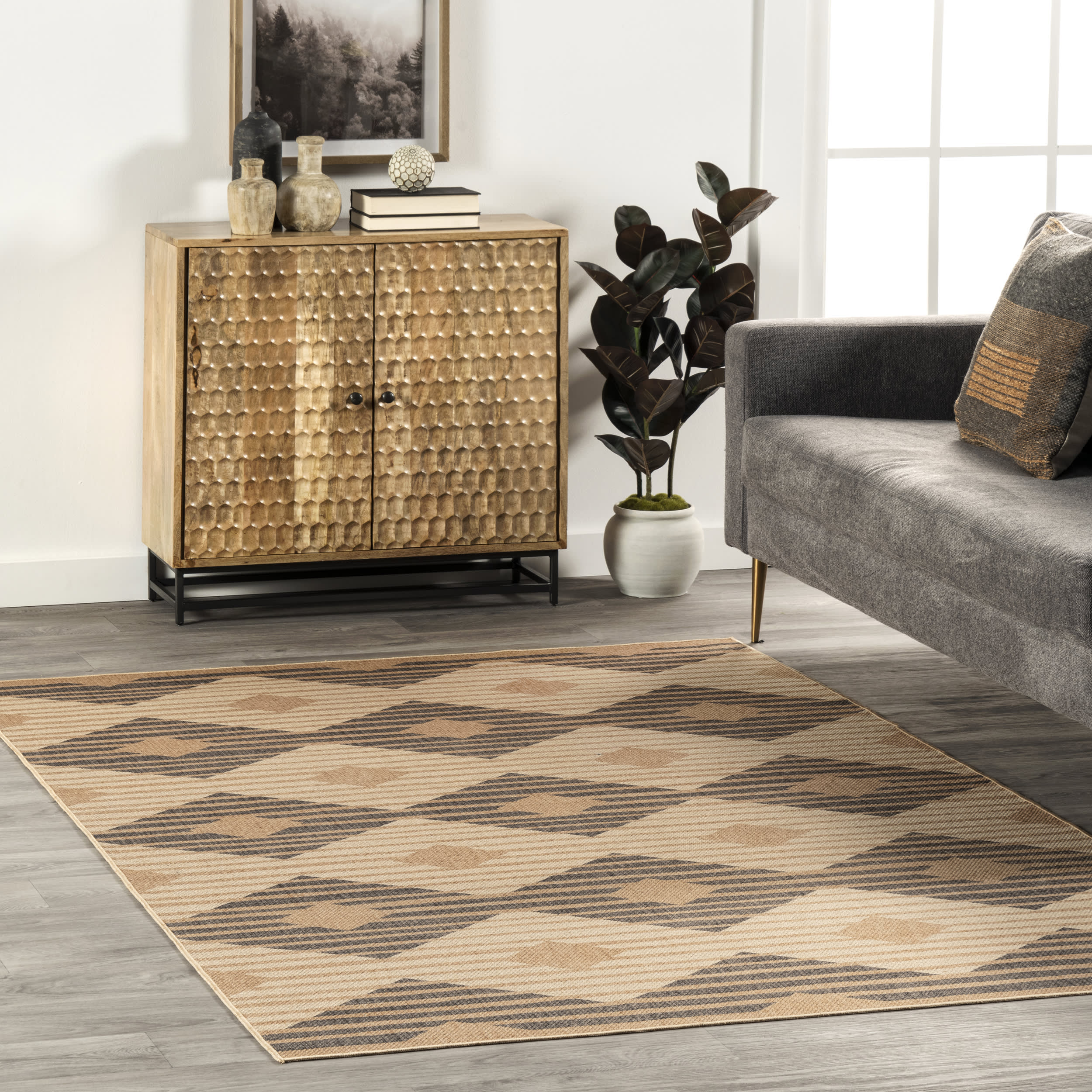 Rivera Easy-Jute Washable Tiled Rug | Natural - Image 2