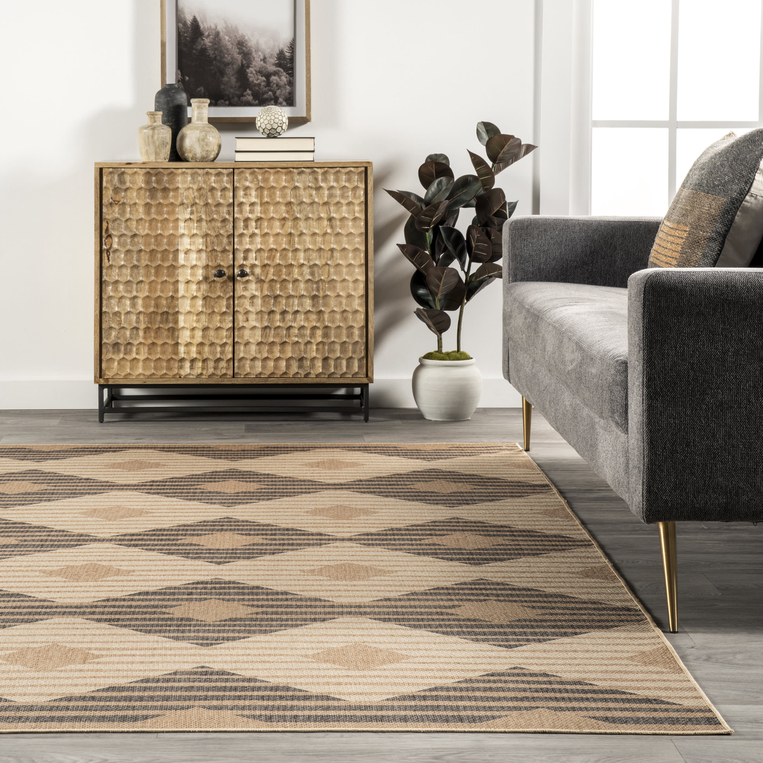 Rivera Easy-Jute Washable Tiled Rug | Natural - Image 4