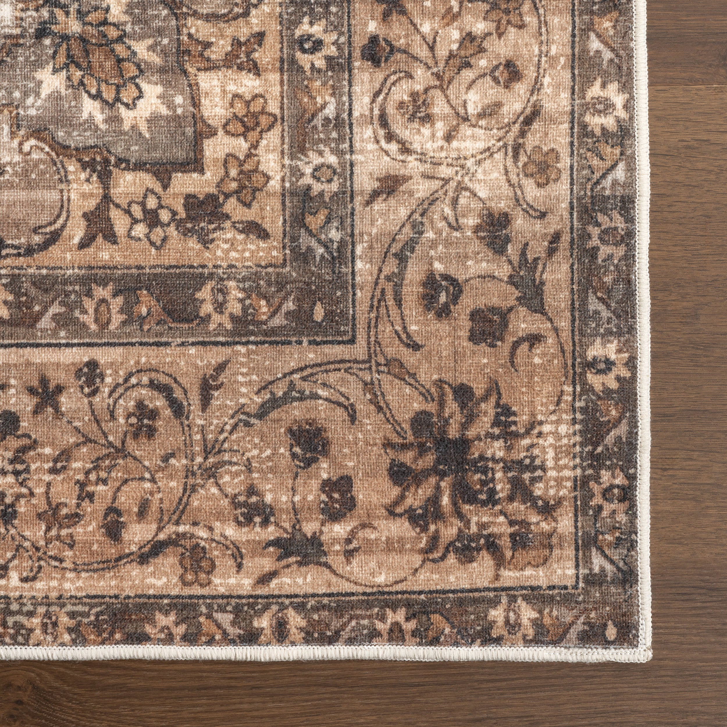Rivka Medallion Spill Proof Washable Rug | Brown - Image 4