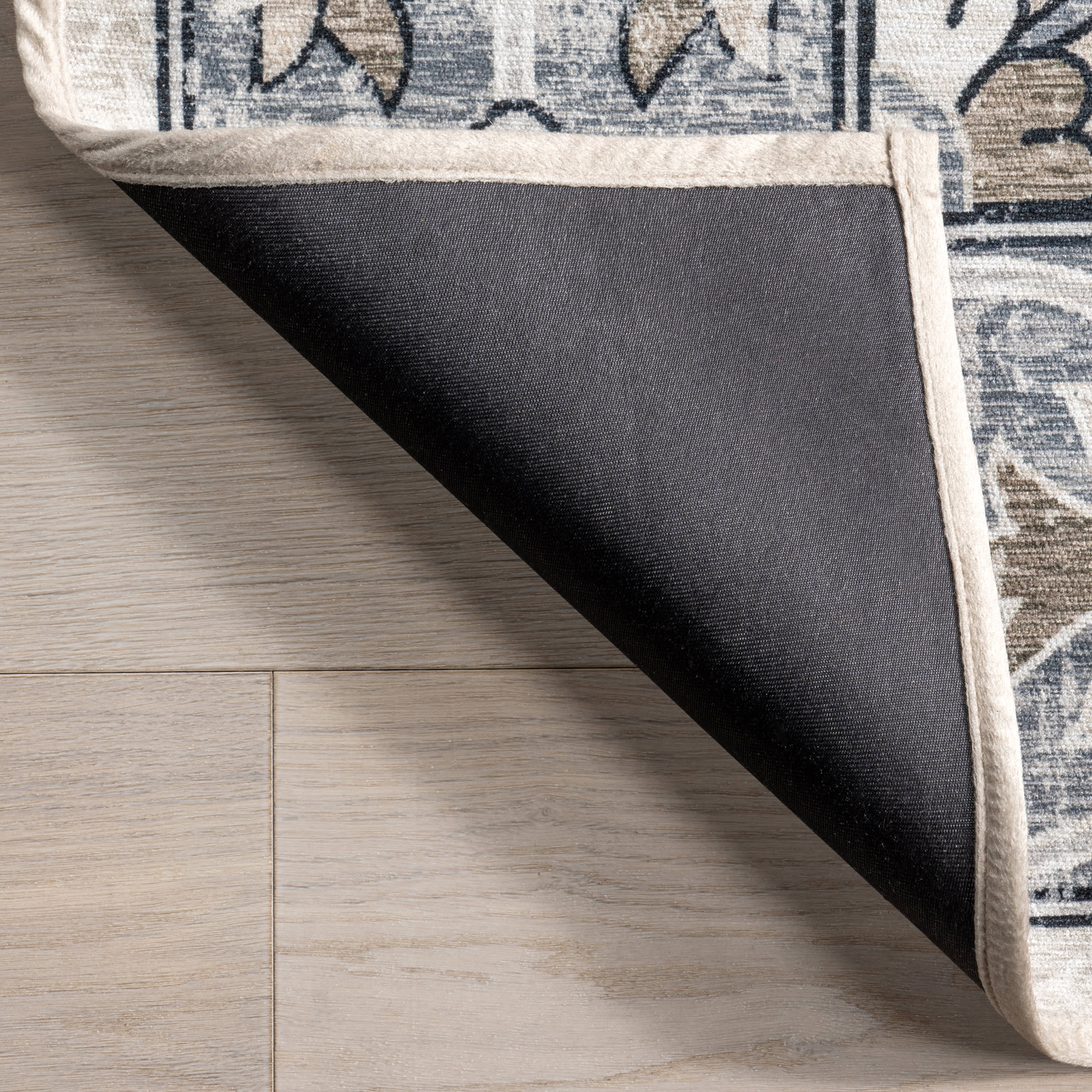 Riya Washable Floral Rug | Grey - Image 6