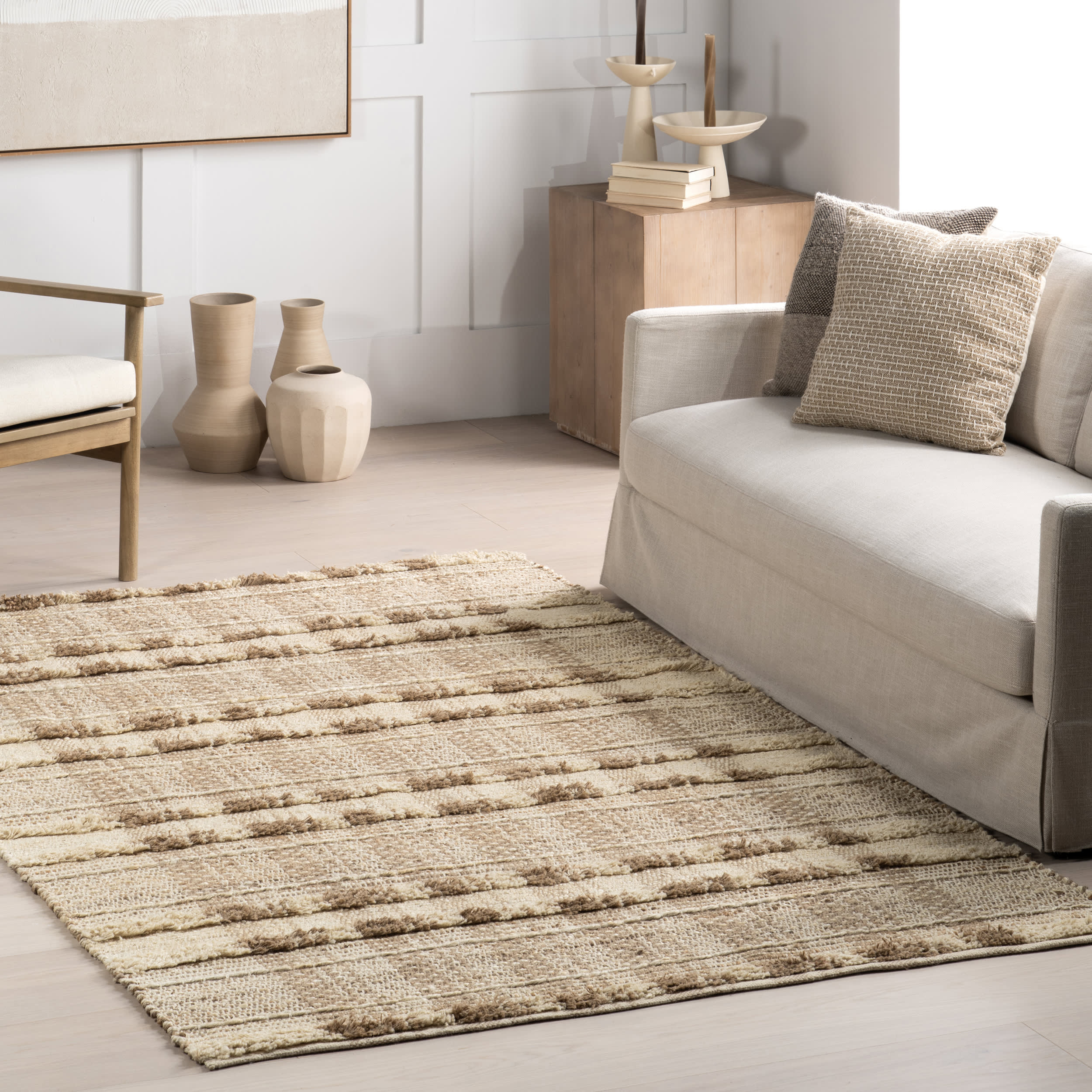 Roberta Rustic Plaid Rug | Natural - Image 2