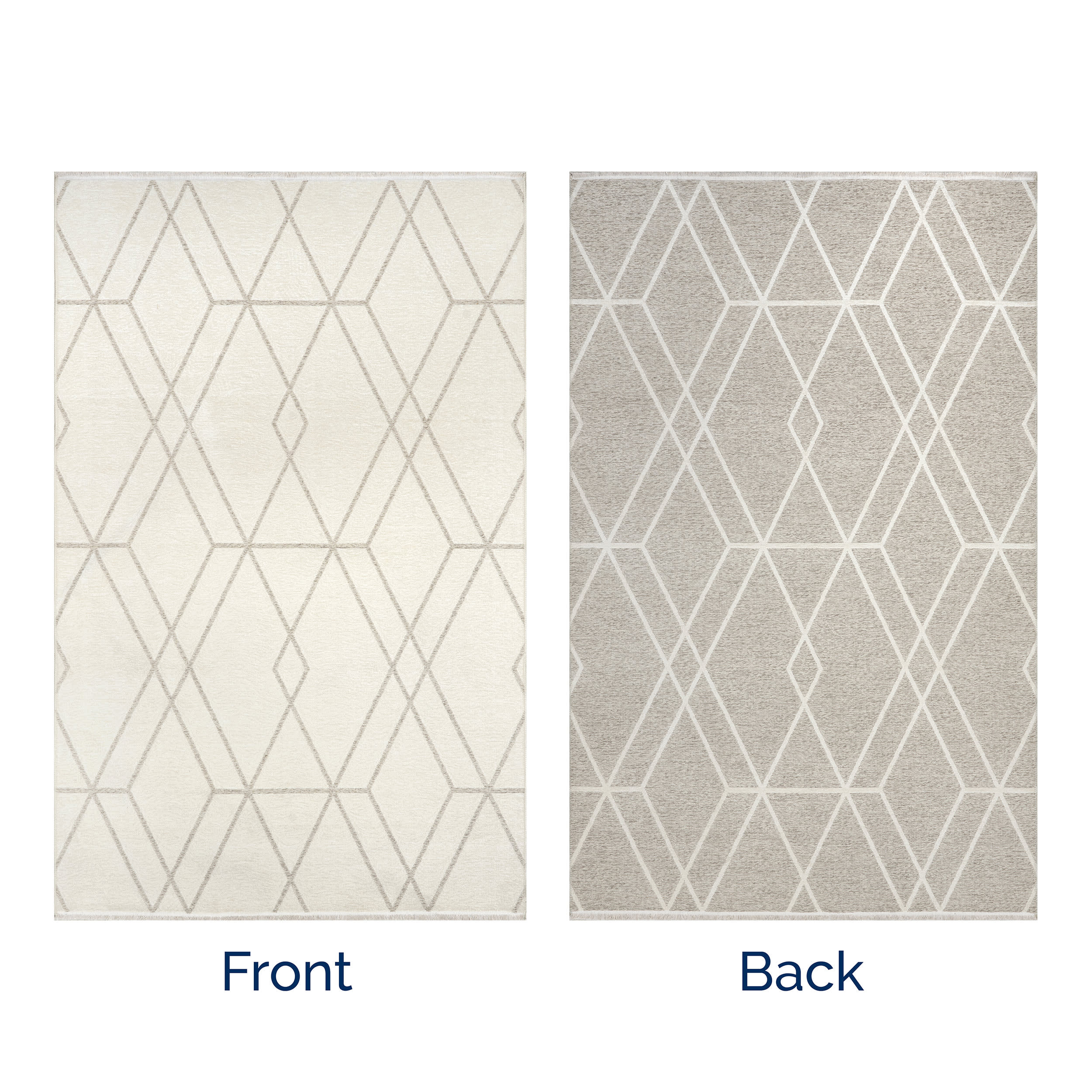 Rochelle Geometric Reversible Washable Rug | Beige - Image 10